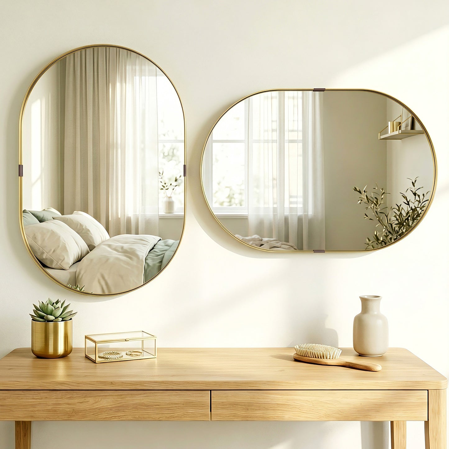 HOMCOM Wall Mirror With Elevated Aluminium Frame Gold Tone 60 X 90 cm Runway Style For Bathroom Hallway And Living Room