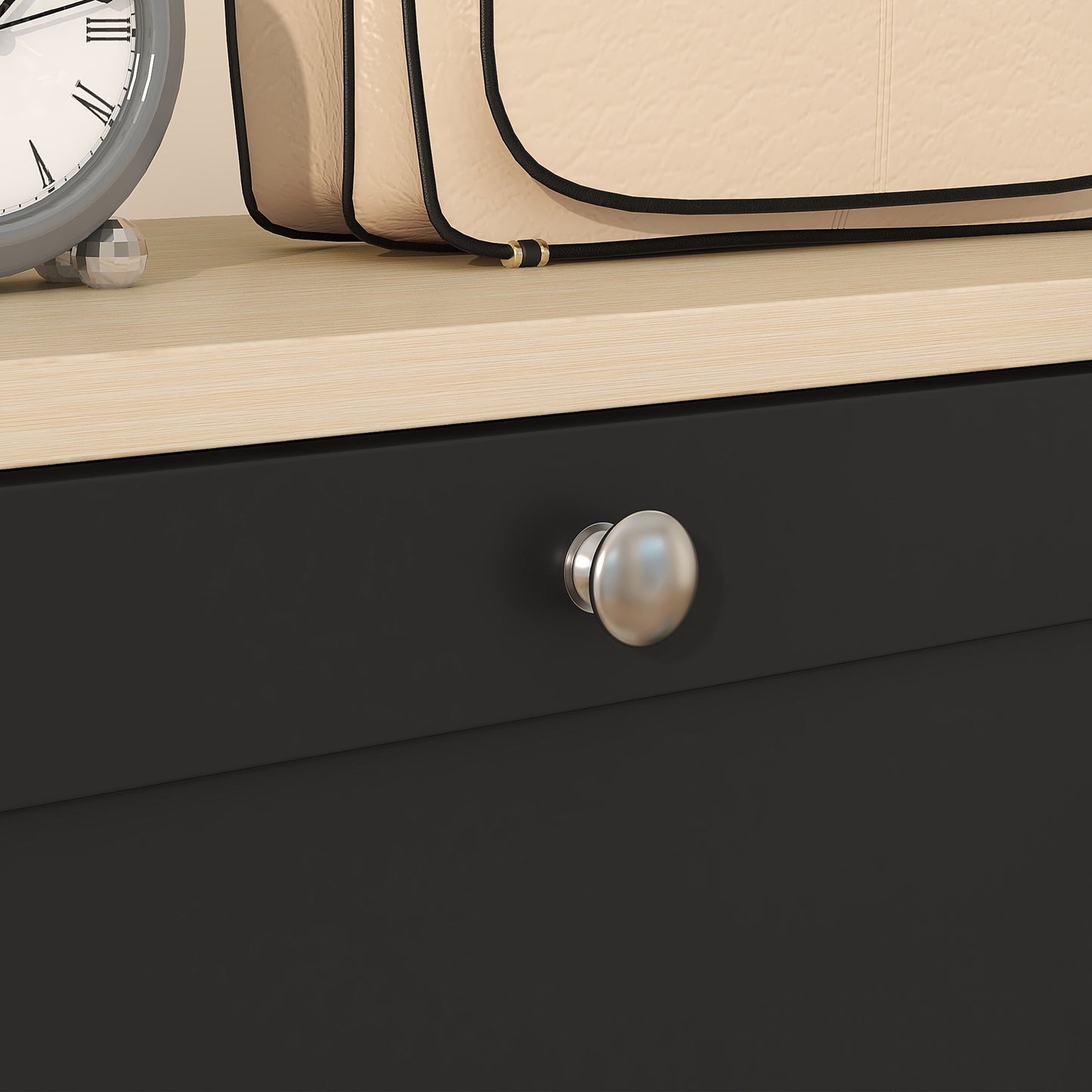 HOMCOM Modern Compact Three Drawer Shoe Storage Cabinet Black With Adjustable Shelves