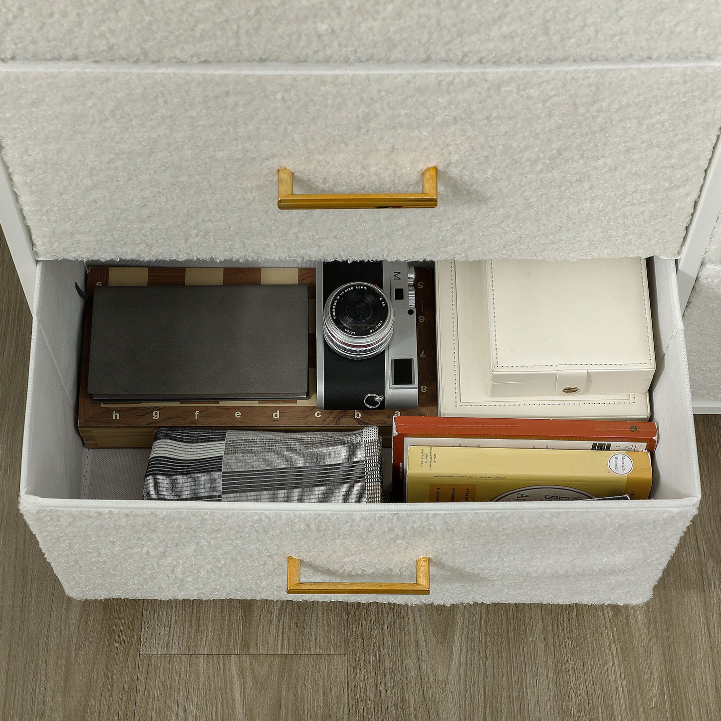 HOMCOM Chest Of Drawers With 9 Fabric Drawers Boucle Storage Organizer Steel Frame Cream White Dresser For Bedroom