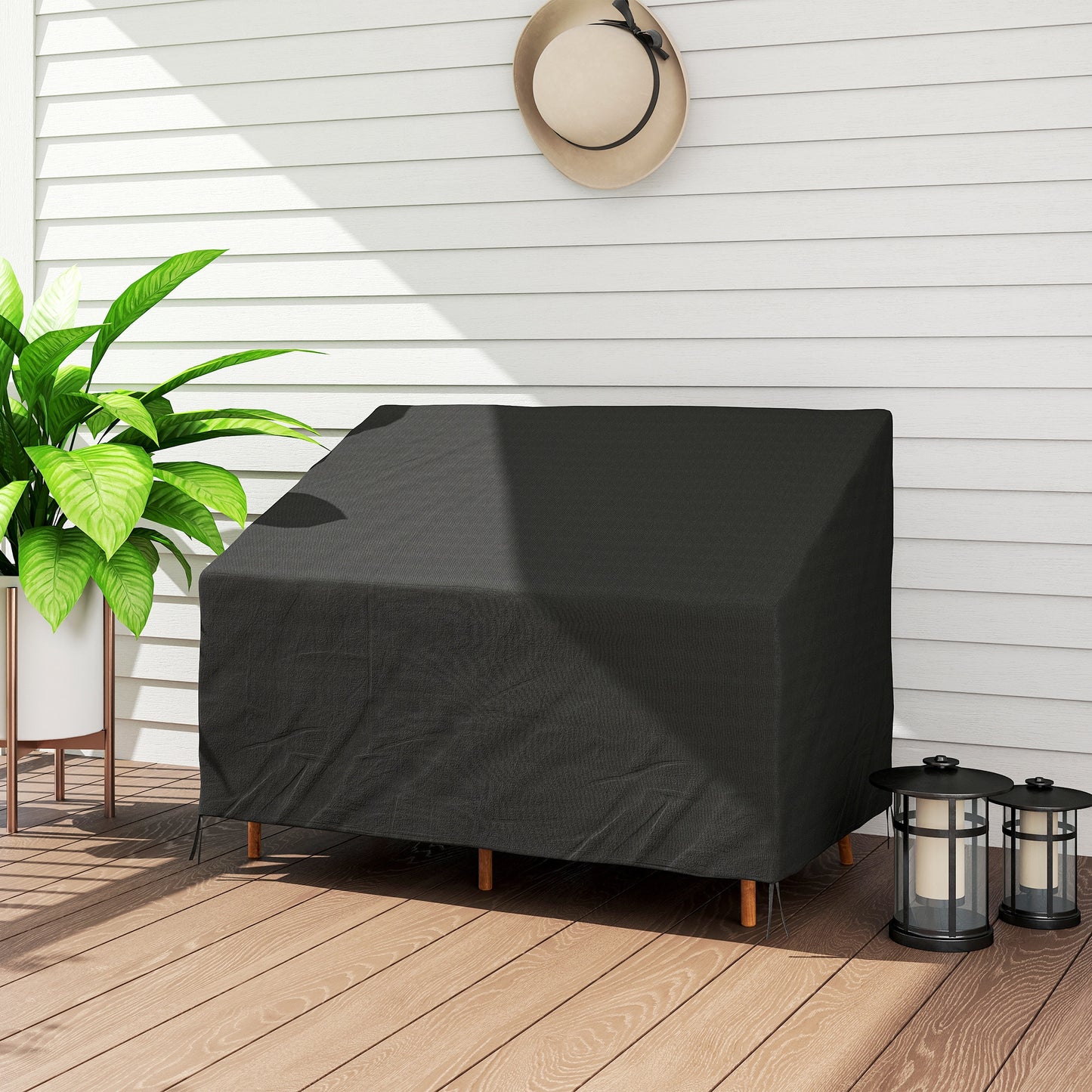 Outsunny 600D Oxford Cloth 2 Seater Sofa Cover Waterproof Outdoor Garden Patio Black 140L x 84W cm