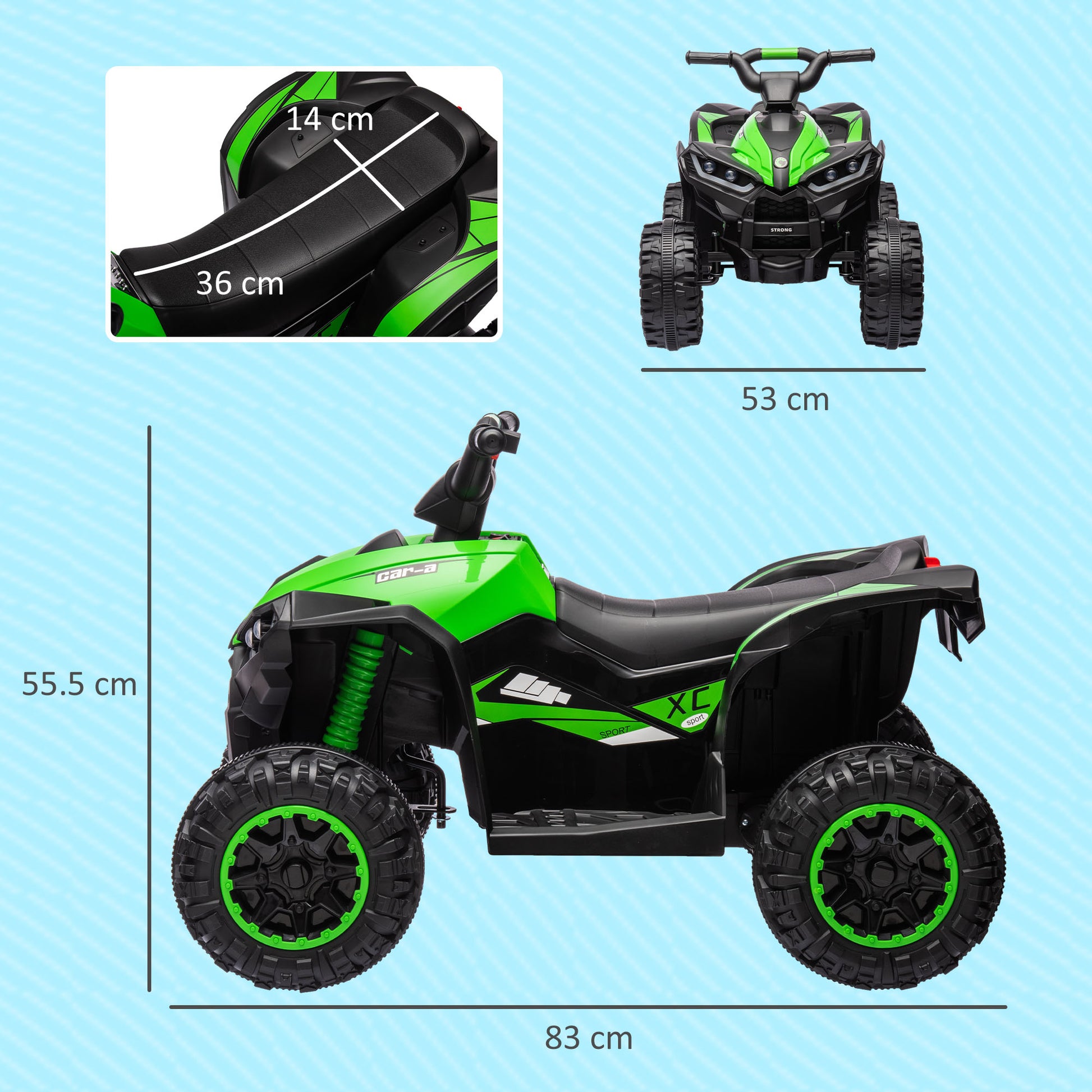 HOMCOM Kids 12V Electric ATV Quad Bike with Music and Horn - Green, Ages 3-5 - ALL4U RETAILER LTD