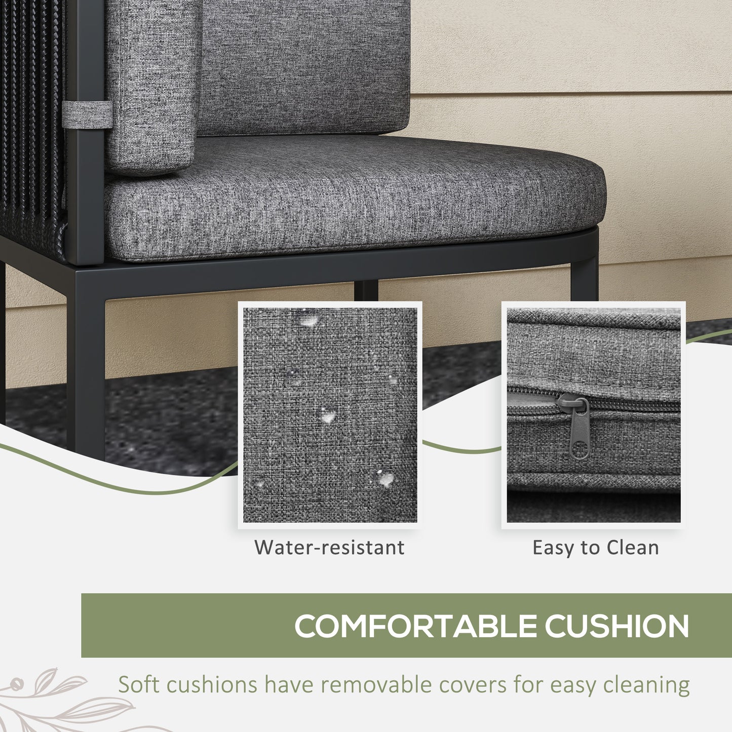 Outsunny 4 Seater Rattan Cube Garden Furniture Set With Cushions Charcoal Grey Outdoor Patio Lounge Set