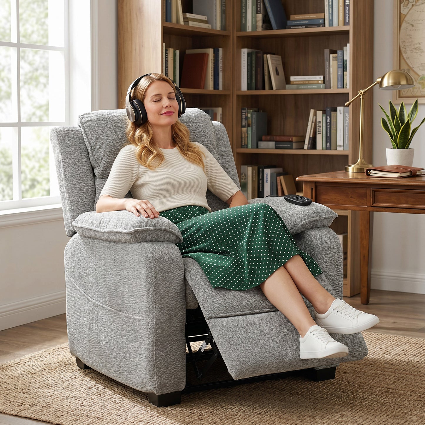 HOMCOM Power Recliner Armchair With Massage And Heat Electric Recliner Chair With Wide Spring Seat Light Grey