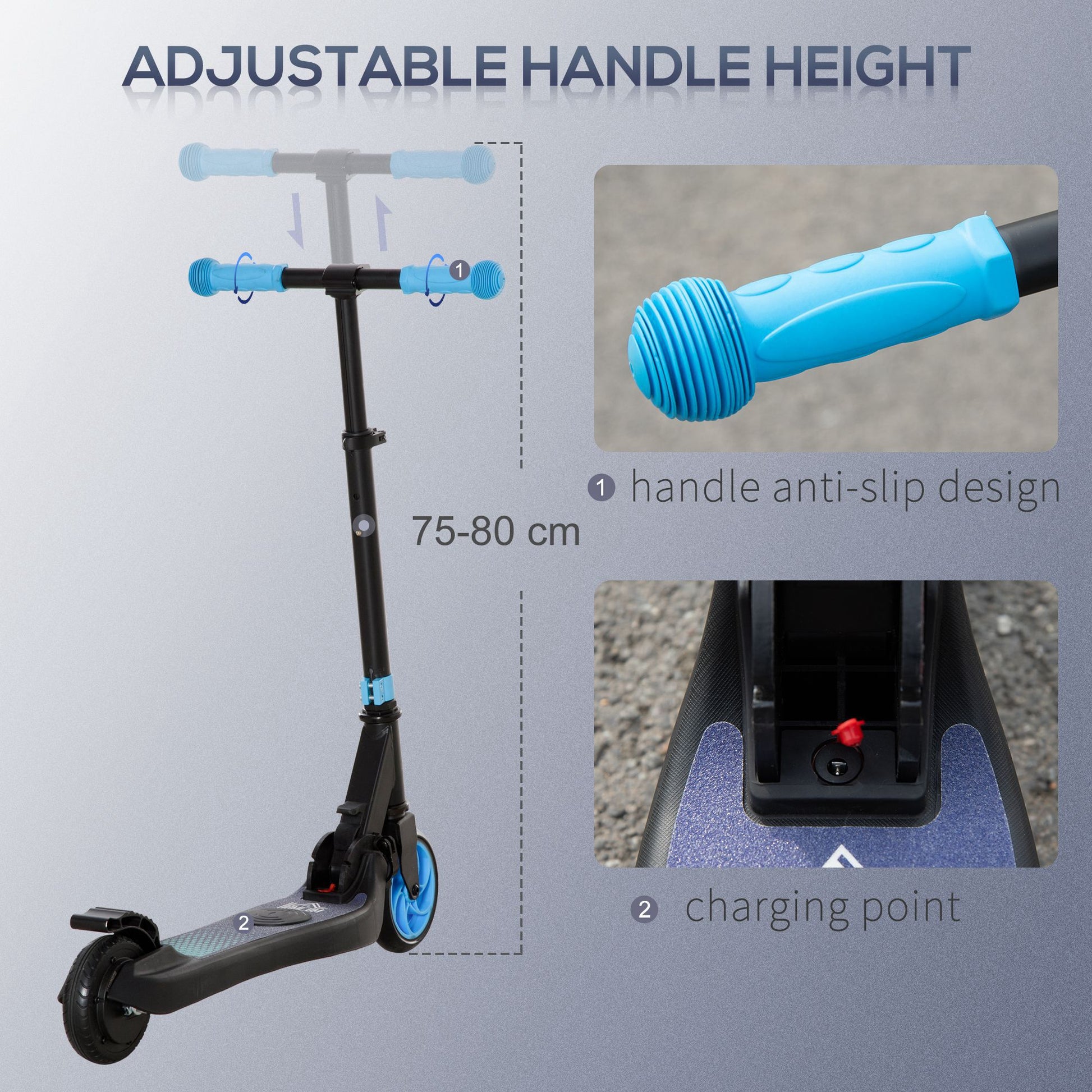 HOMCOM Sky Blue Foldable Electric Scooter for Kids and Adults, 120W Motor with Rear Wheel Brake, 8km/h Speed, Ages 6+ - ALL4U RETAILER LTD