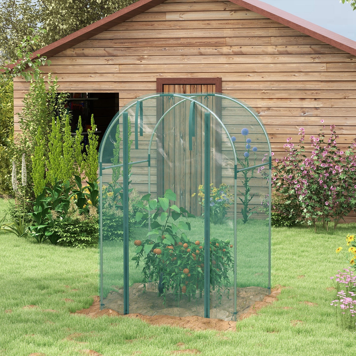 Outsunny 120 x 120cm Mini Polytunnel Greenhouse With Galvanised Steel Frame And Mesh Cover