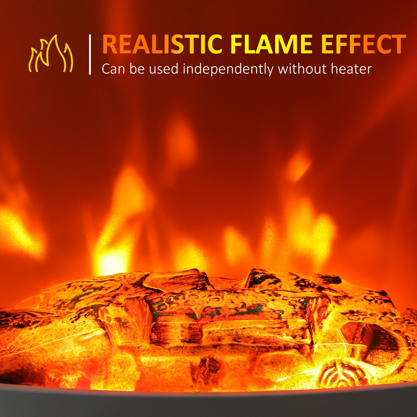 HOMCOM Tempered Glass Casing Electric Fireplace With Realistic Flame Effect Overheat Protection White 950W 1850W