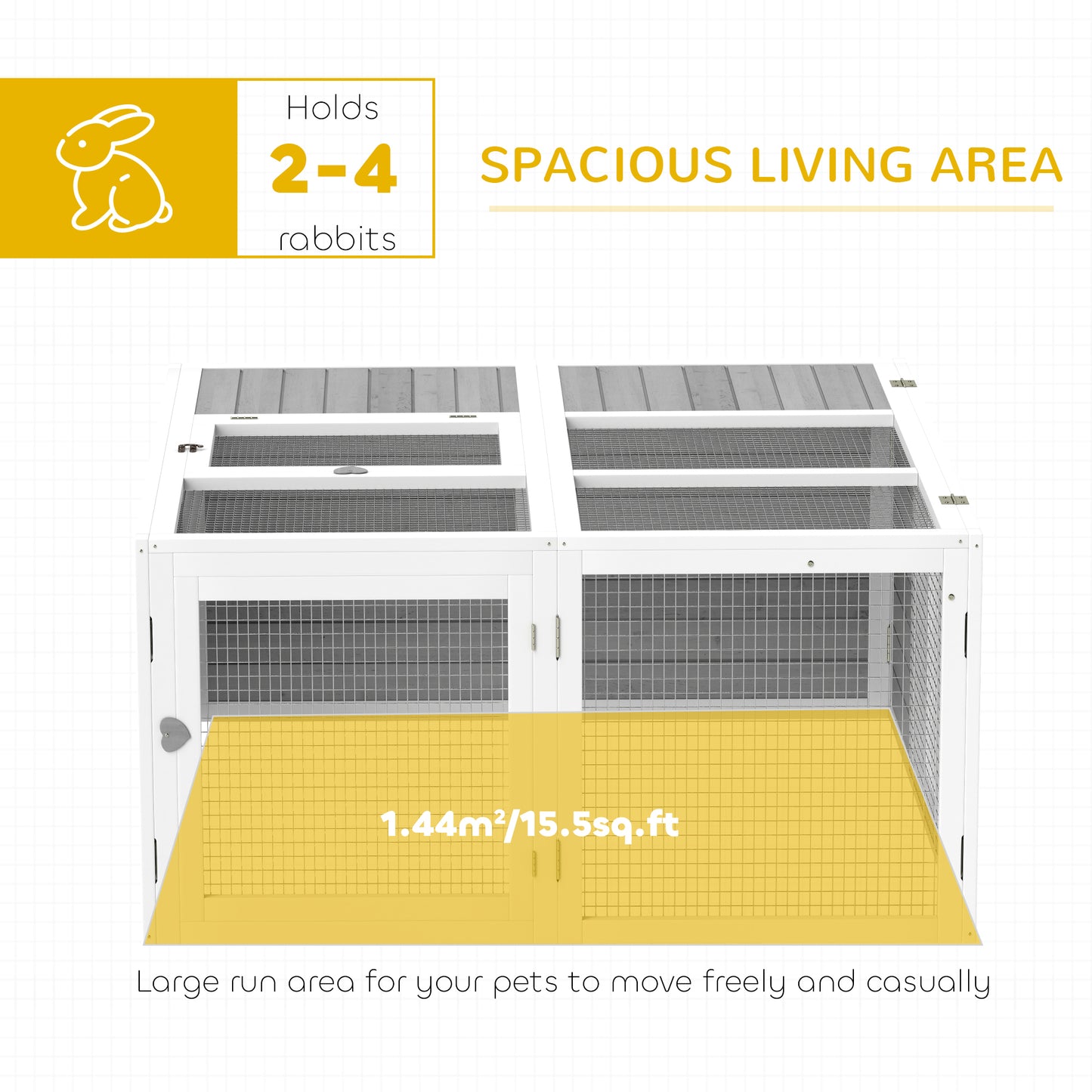 Light Grey PawHut Rabbit Hutch with Convenient Openable Roof - ALL4U RETAILER LTD