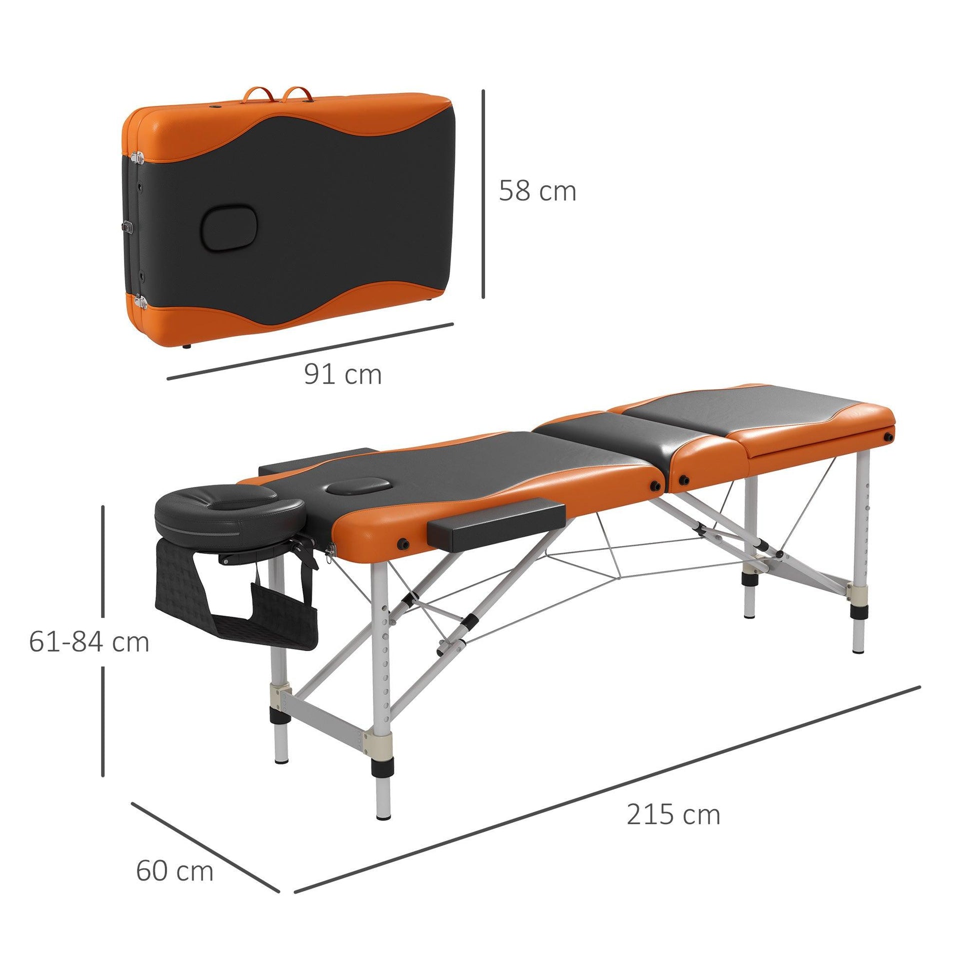 HOMCOM Portable Massage Table Beauty Therapy Couch Bed Spa Aluminum Orange - ALL4U RETAILER LTD