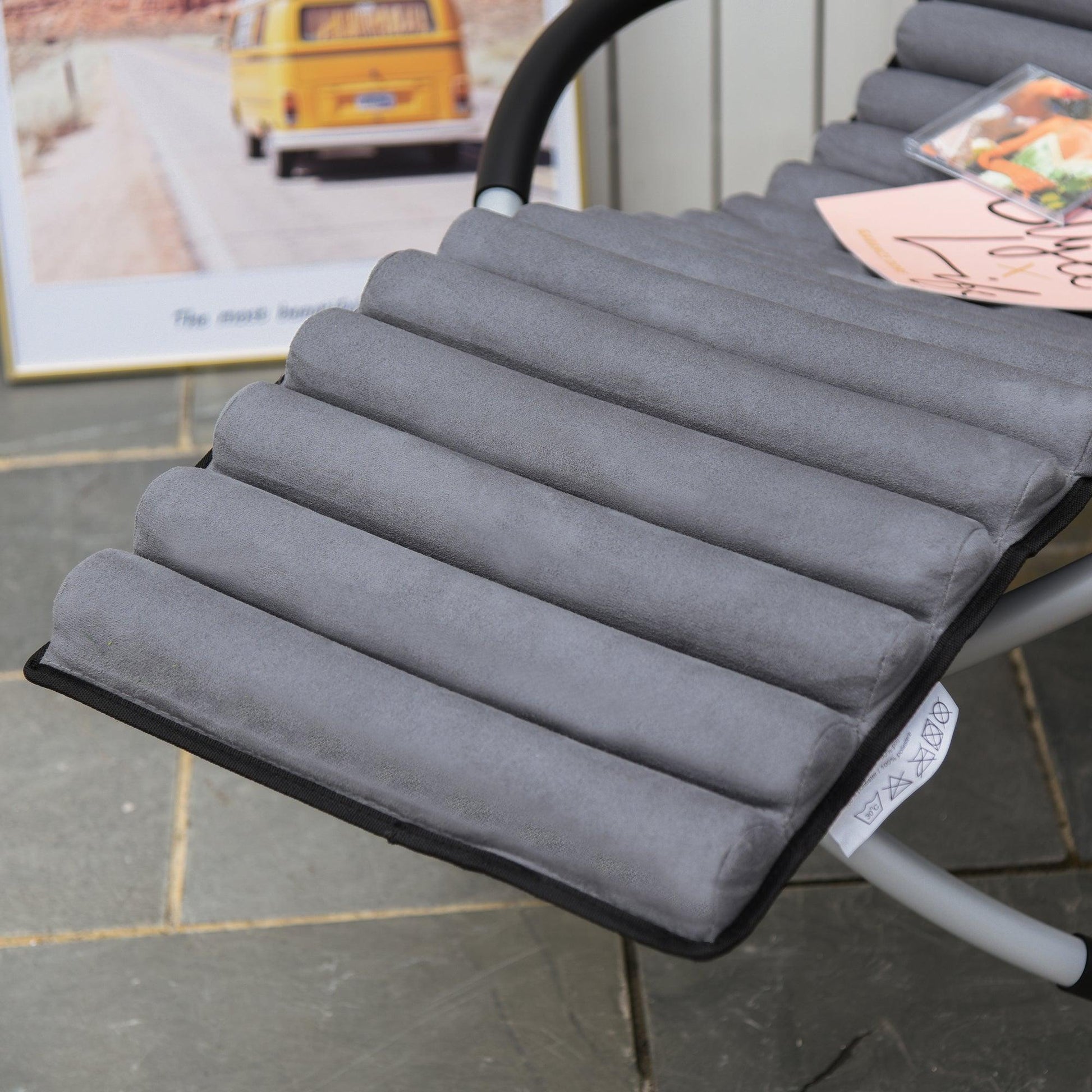 Outsunny Orbital Rocking Chair Folding Lounger - Black Grey - ALL4U RETAILER LTD