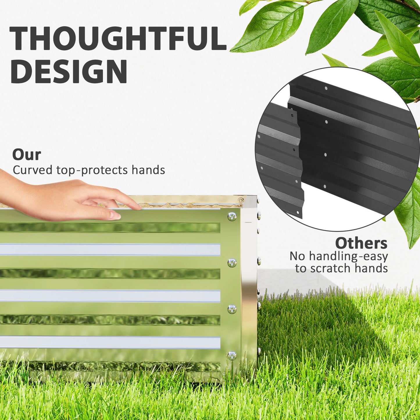 Outsunny Square Raised Garden Bed Box With Weatherized Steel Frame For Vegetables And Herbs 120x120x30cm Silver Tone