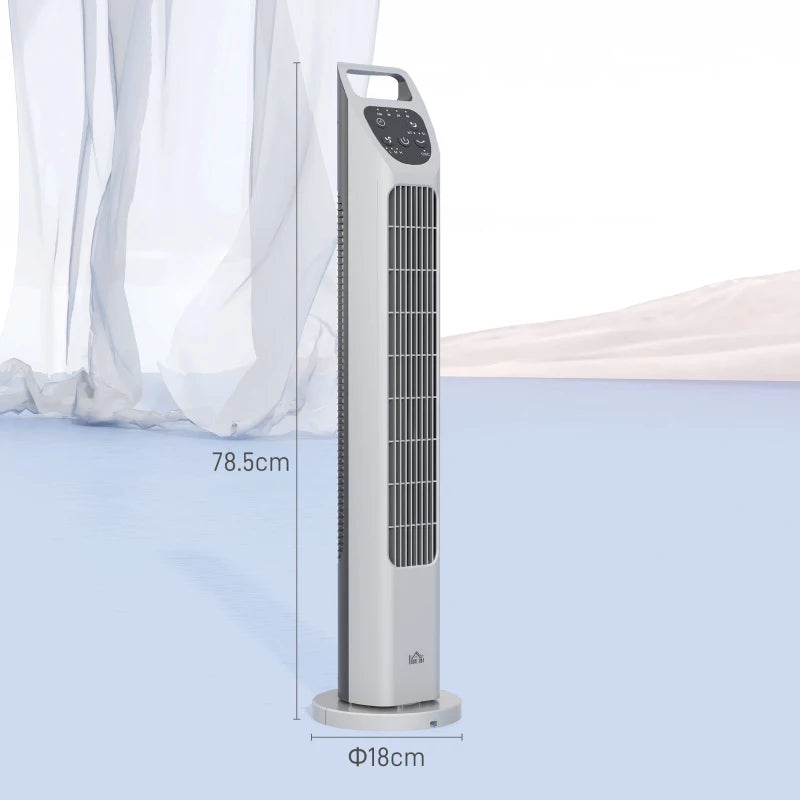 HOMCOM 31" Oscillating Tower Fan with Remote, 3-Speed Quiet Floor Fan with 4H Timer for Home, Bedroom, Office - Silver - ALL4U RETAILER LTD