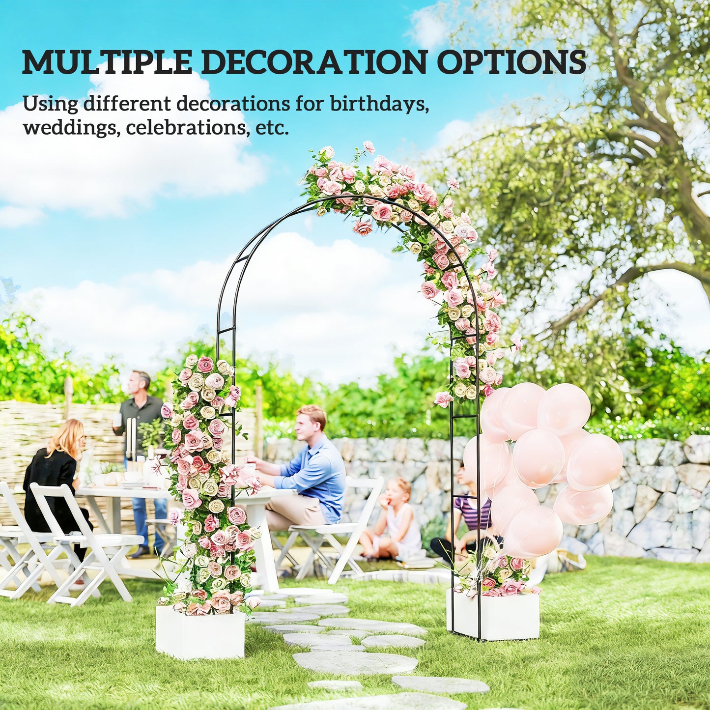 Outsunny Freestanding Garden Arch Metal Trellis For Climbing Plants Outdoor Wedding Arch Bridal Black