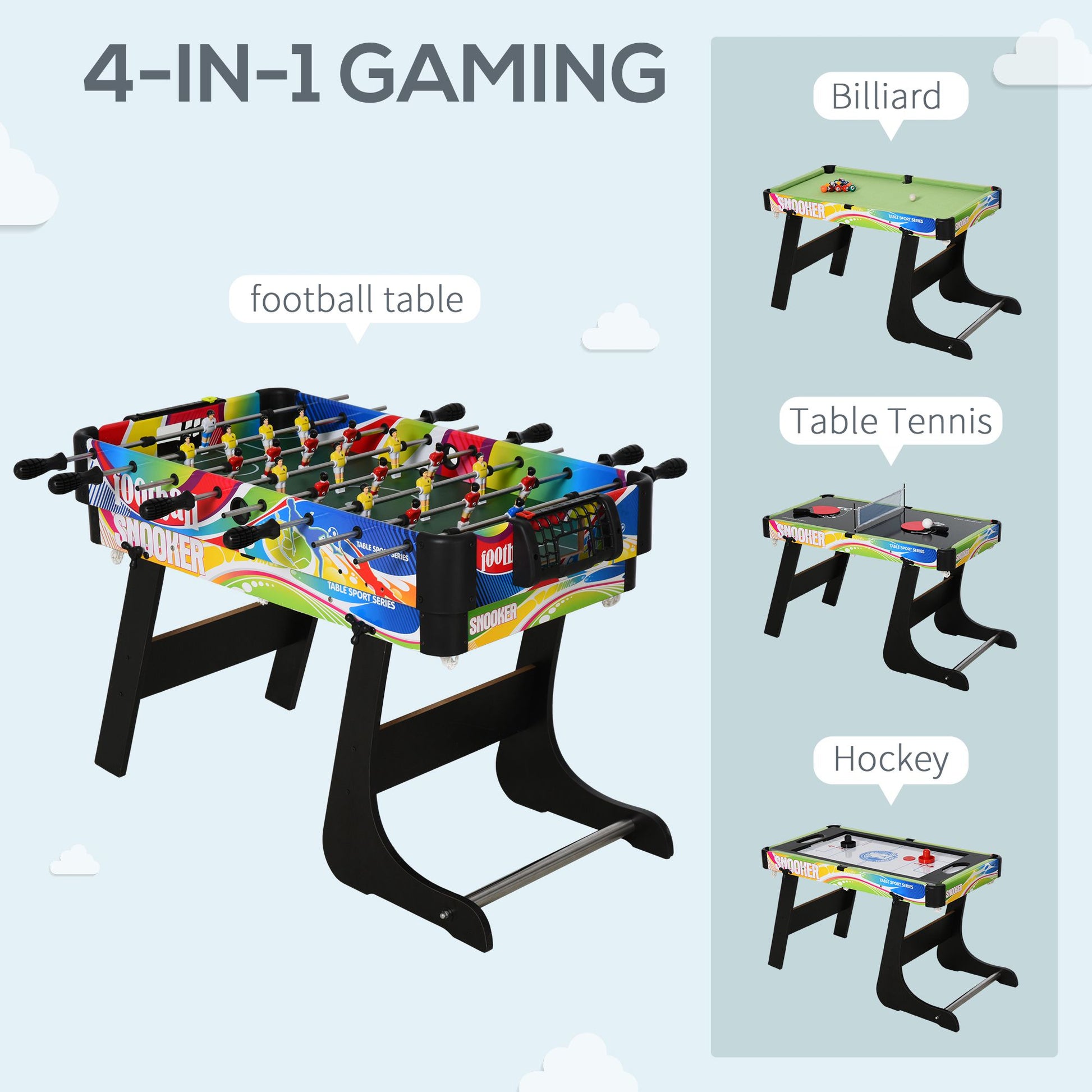 HOMCOM 4-in-1 Indoor Multi-Game Sports Table - ALL4U RETAILER LTD