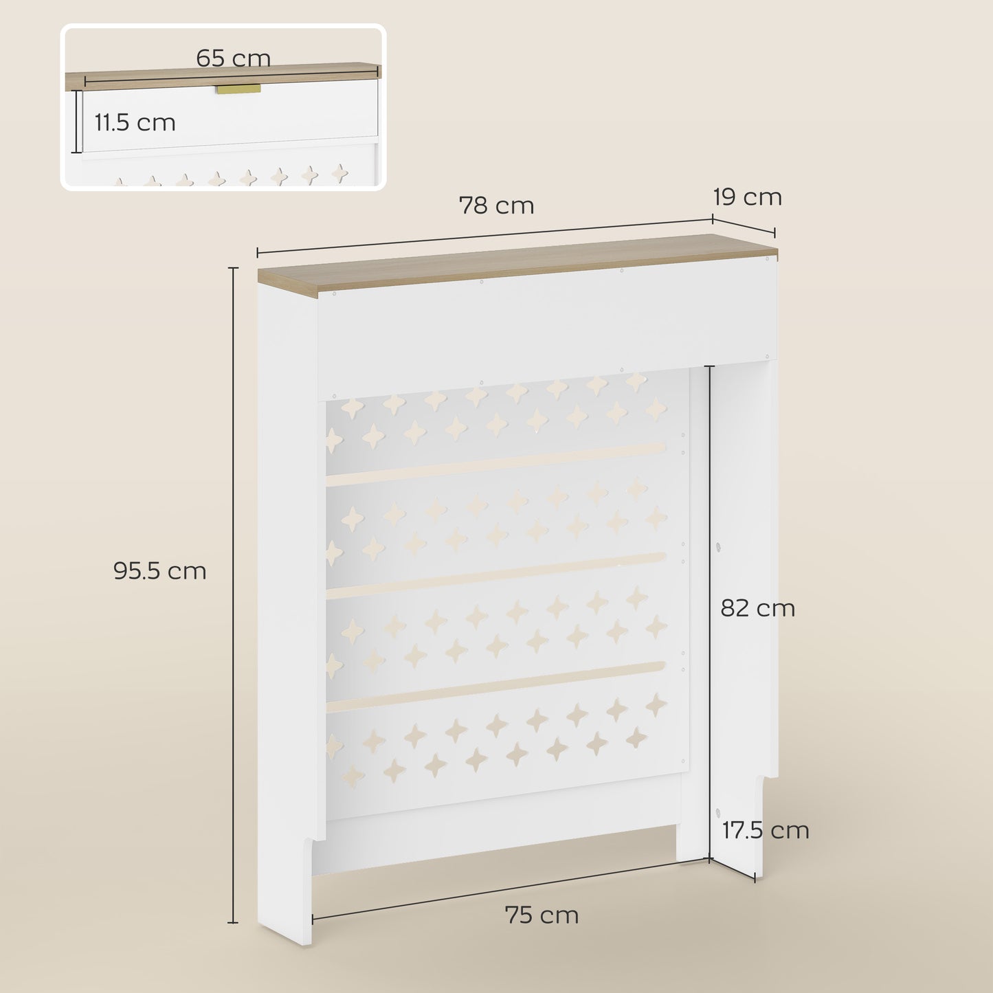 HOMCOM 78 By 19 Cm Minimal Radiator Cover With Drawer White Wood Effect MDF And Particle Board