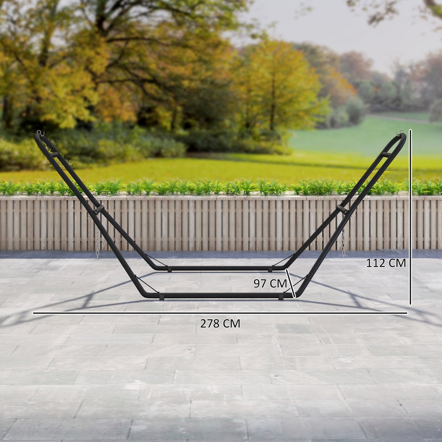 Outsunny 9ft Hammock Stand Adjustable Frame with Non Slip Feet for Indoor Outdoor 250 Kg Capacity Black