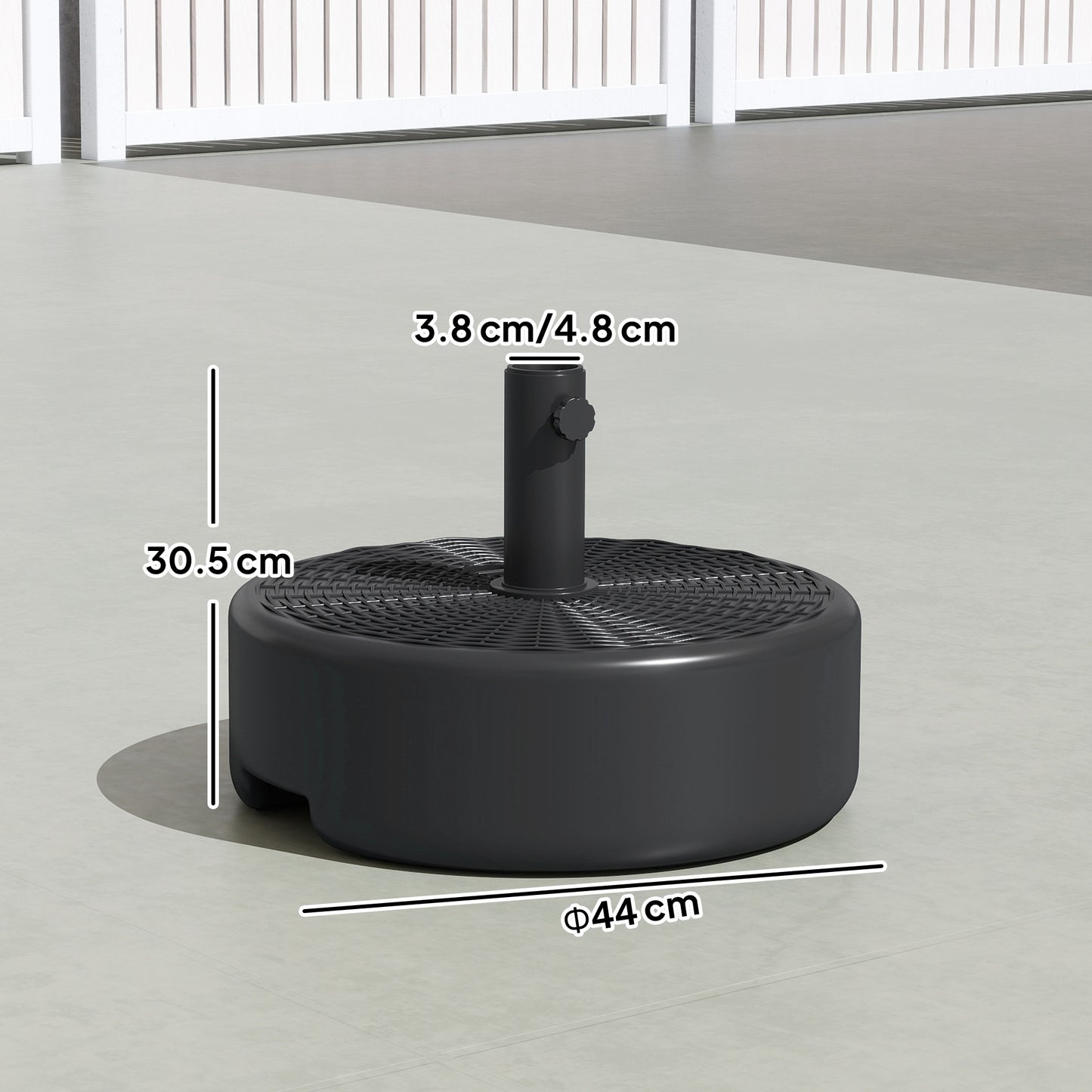 Outsunny Patio Umbrella Base 22kg Sand Filled Garden Parasol Stand for 38mm or 48mm Poles Black