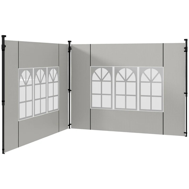 Outsunny Gazebo Side Panels - Replacement Sides with Windows for 3x3m or 3x6m Gazebo Canopy, 2 Pack in White - ALL4U RETAILER LTD