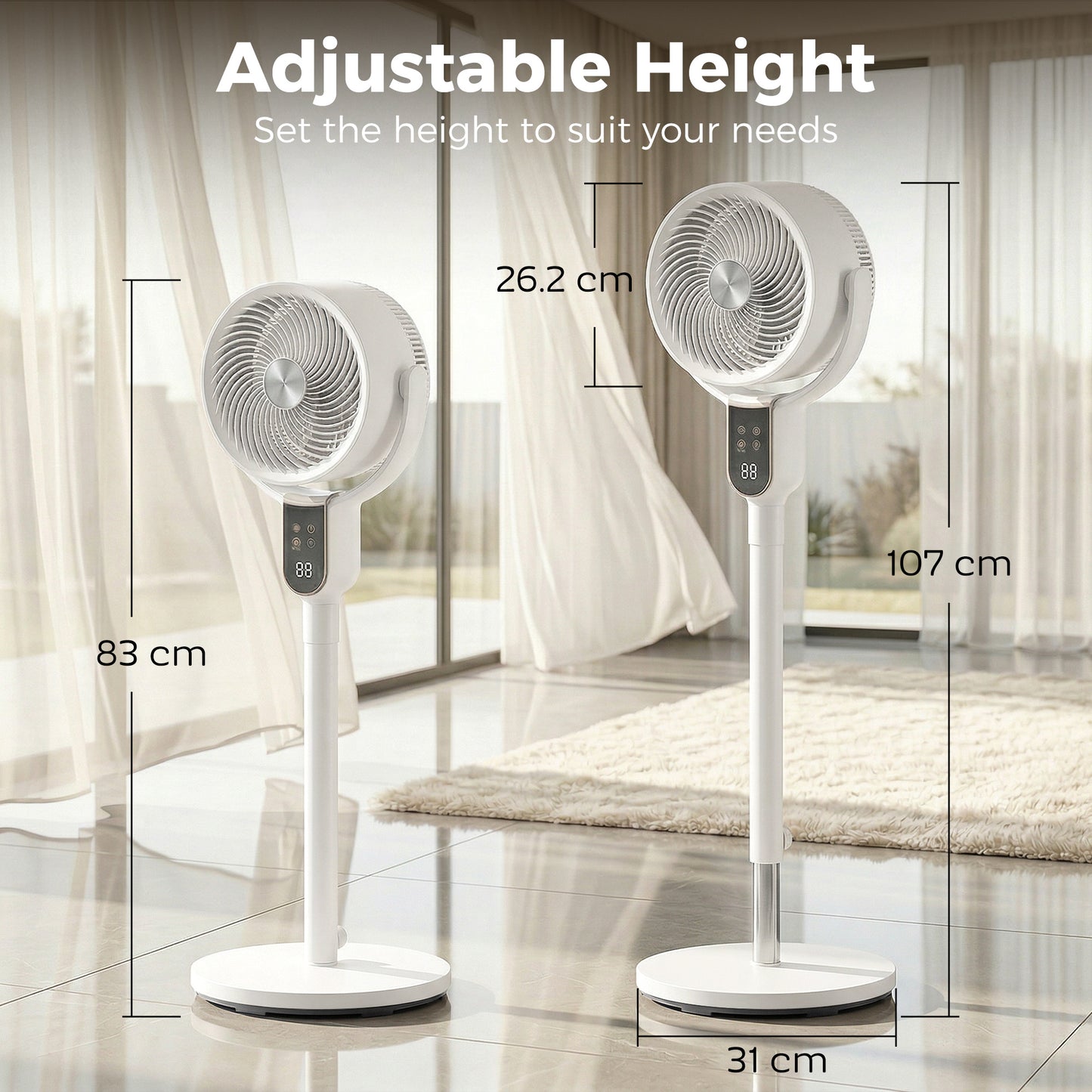 HOMCOM 42 Inch Silent Standing Pedestal Fan With Remote Control 90 Degree Oscillation 8 Speed Settings White