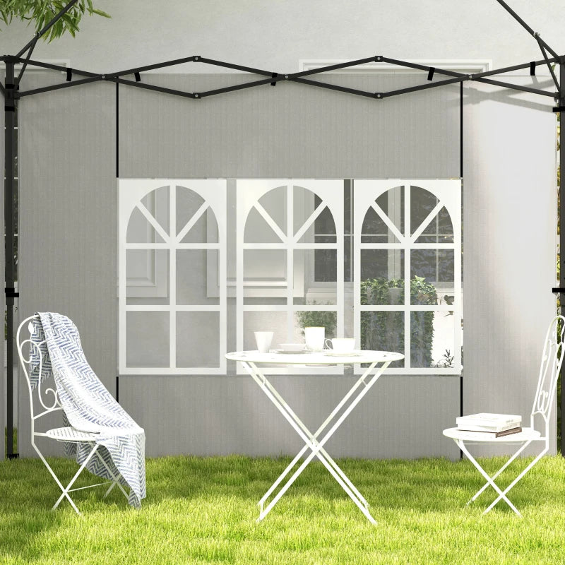 Outsunny Gazebo Side Panels - Replacement Sides with Windows for 3x3m or 3x6m Gazebo Canopy, 2 Pack in White - ALL4U RETAILER LTD