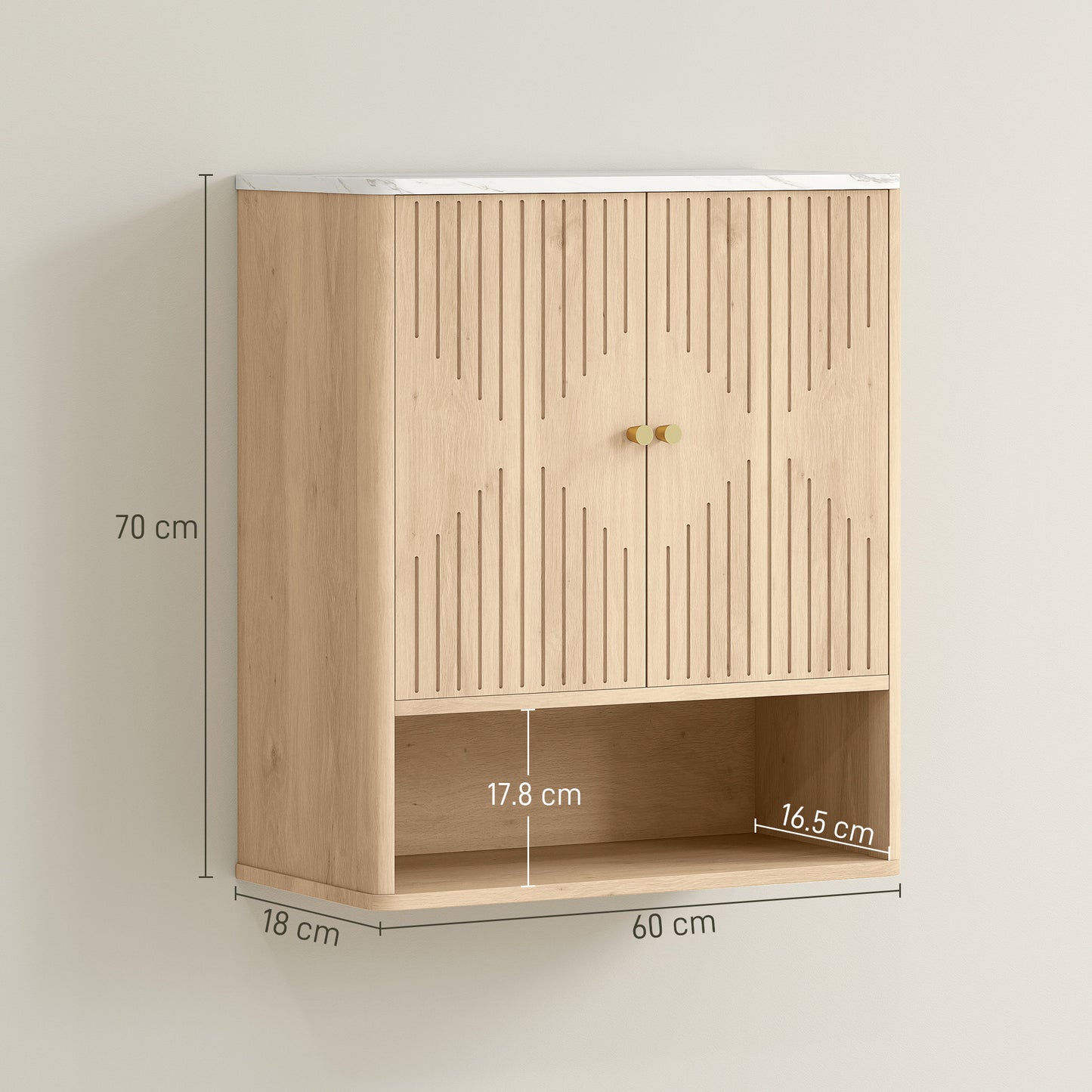 HOMCOM Bathroom Wall Cabinet With Adjustable Shelf Oak Finish For Space Saving Bathroom Organization