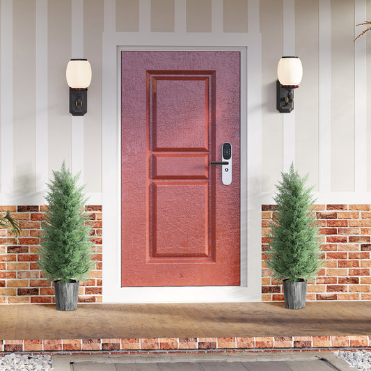 HOMCOM 90cm Artificial Cypress Trees Set Of 2 With Decorative Pots UV Resistant Indoor Outdoor Decor Green