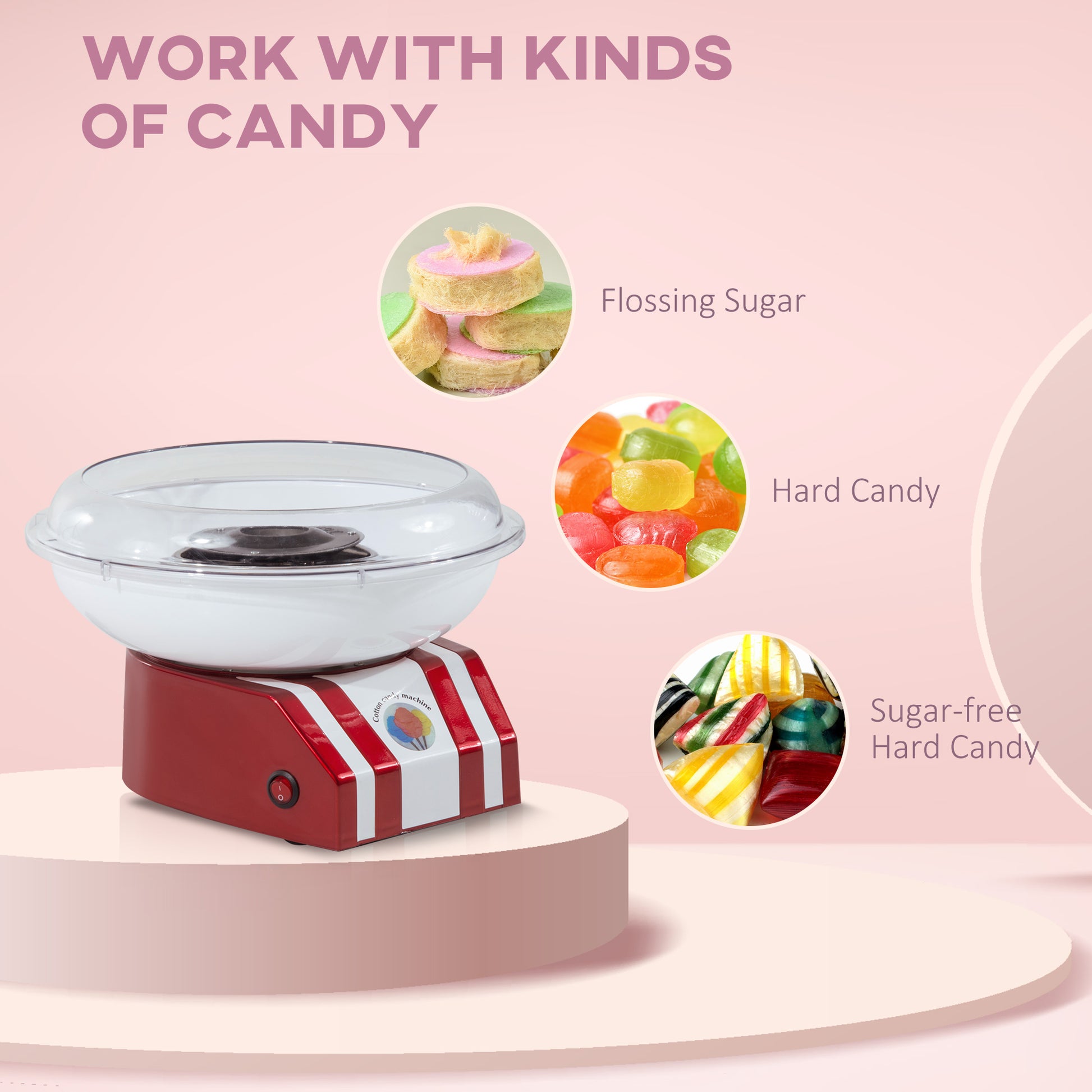 HOMCOM 450W Electric Cotton Candy Maker - Professional Candy Floss Machine for Parties and Home Use - ALL4U RETAILER LTD