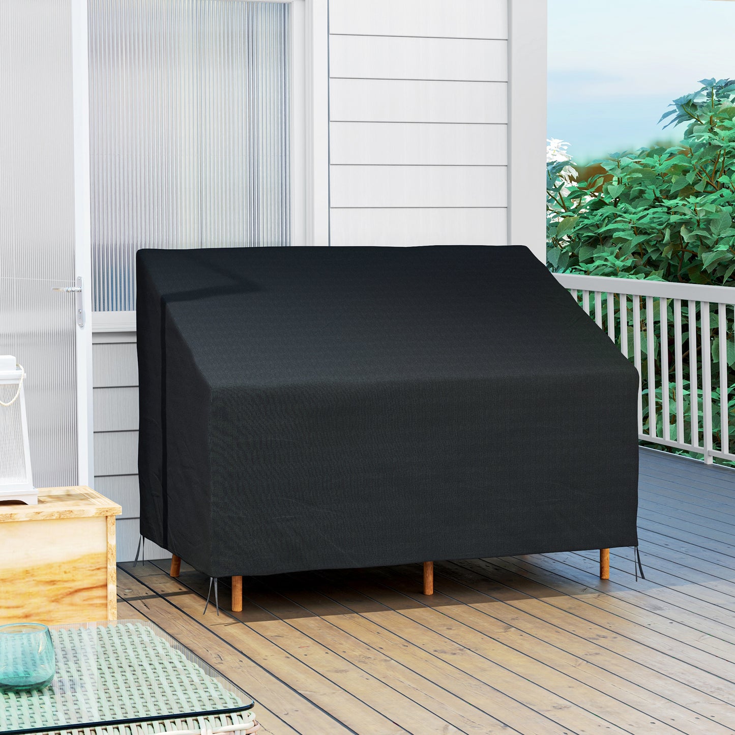 Outsunny 600D Oxford Cloth 2 Seater Sofa Cover Waterproof Outdoor Garden Patio Black 140L x 84W cm