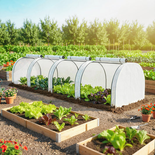 Outsunny 395 By 100 Cm Low Tunnel Greenhouse White With Powder Coated Steel Frame And PE Cover