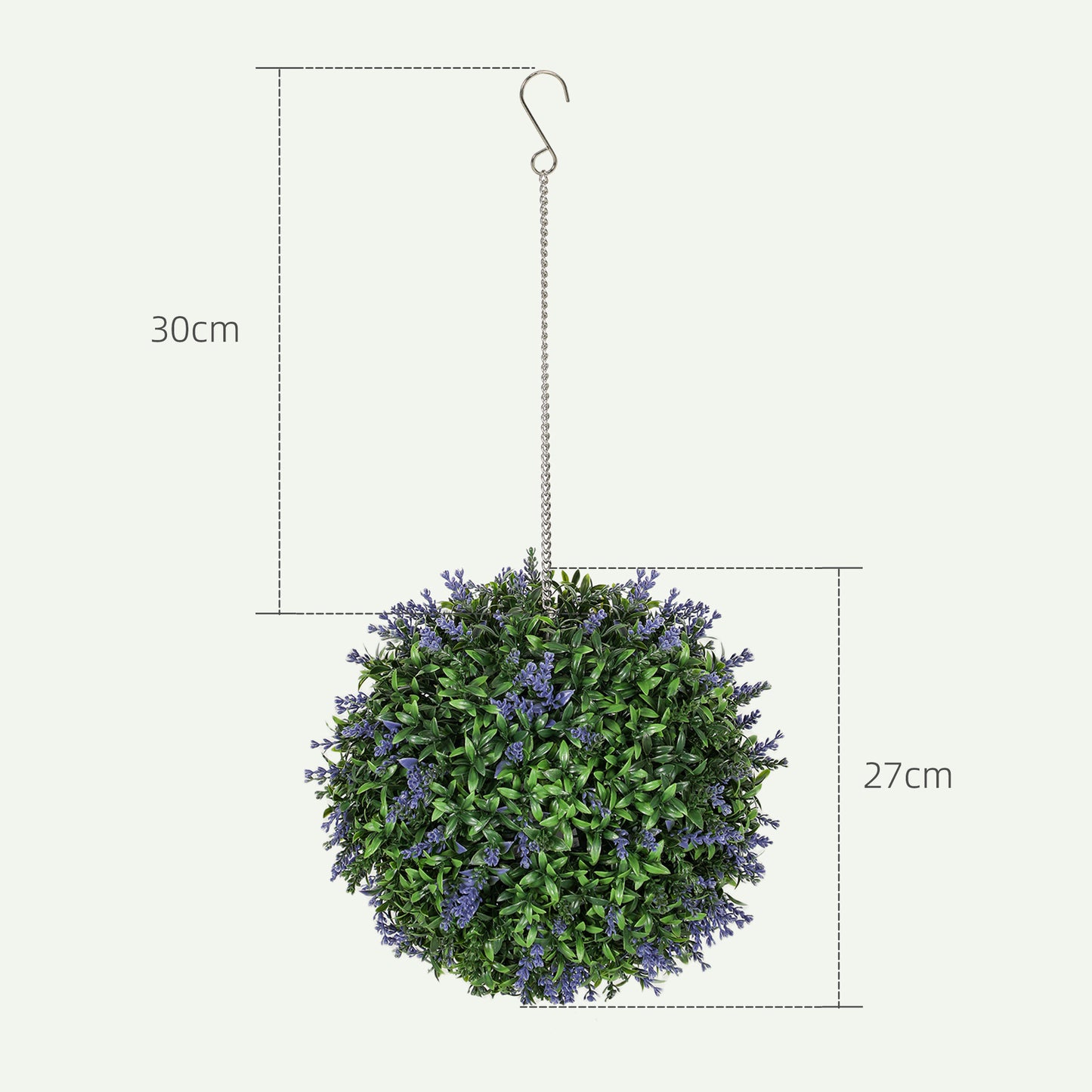 HOMCOM Set Of 2 Purple Artificial Plant Topiary Balls With Lavender Flowers UV Protected Outdoor Indoor Decor