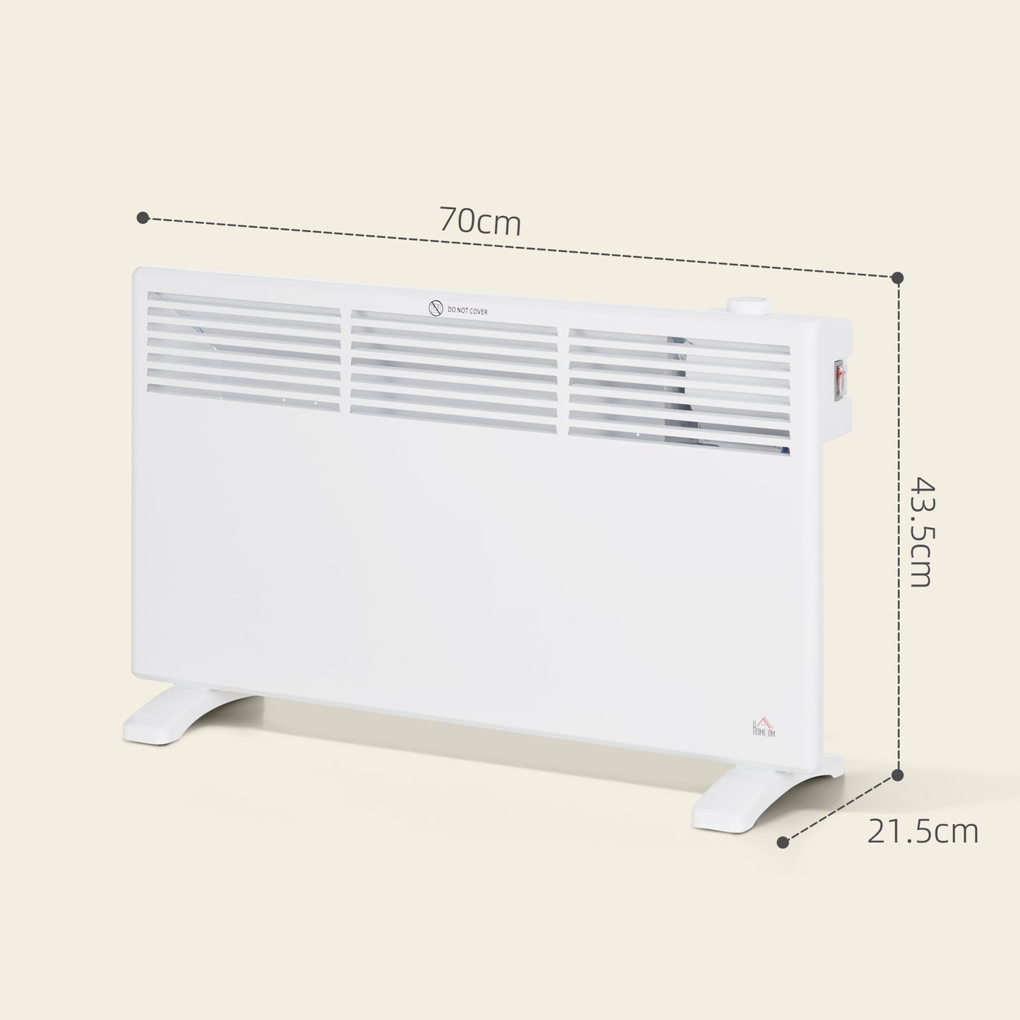 HOMCOM 1500W Adjustable Convector Heater - Energy Efficient White Design