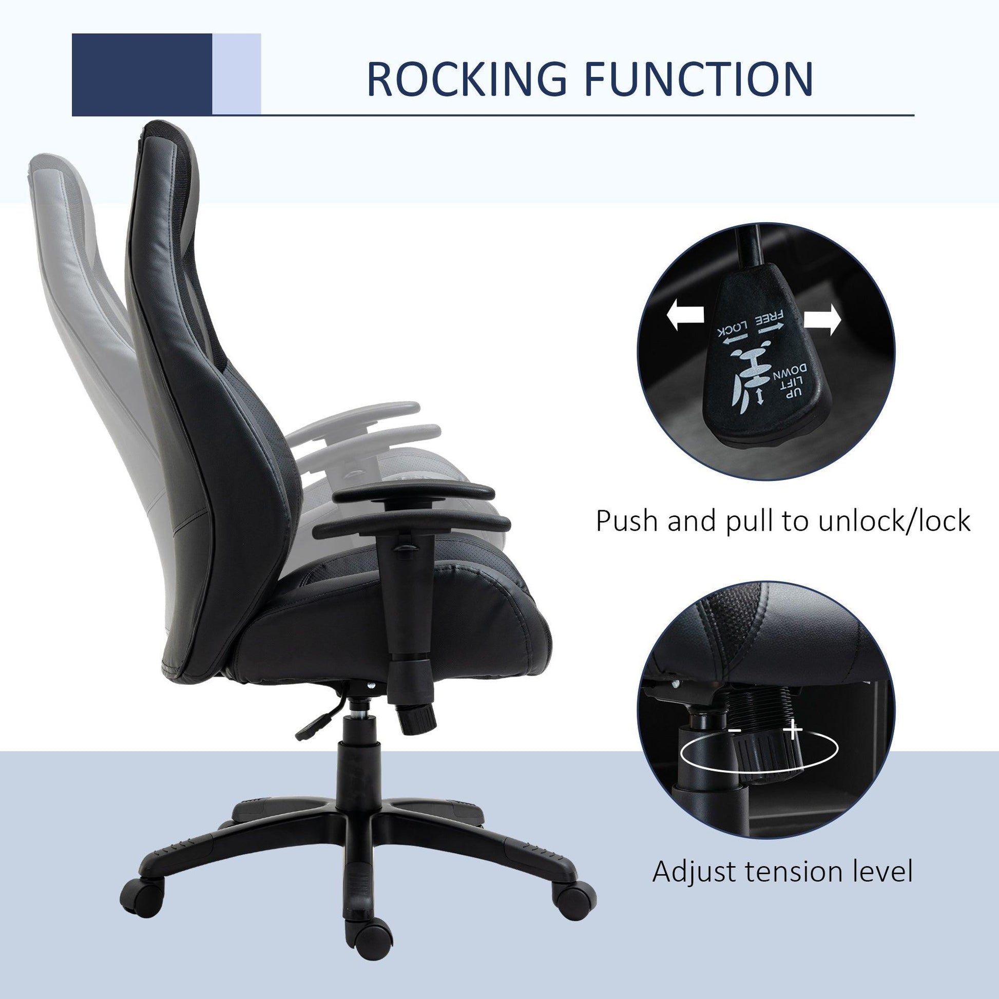 Vinsetto High Back Office Chair - Adjustable, Black - ALL4U RETAILER LTD