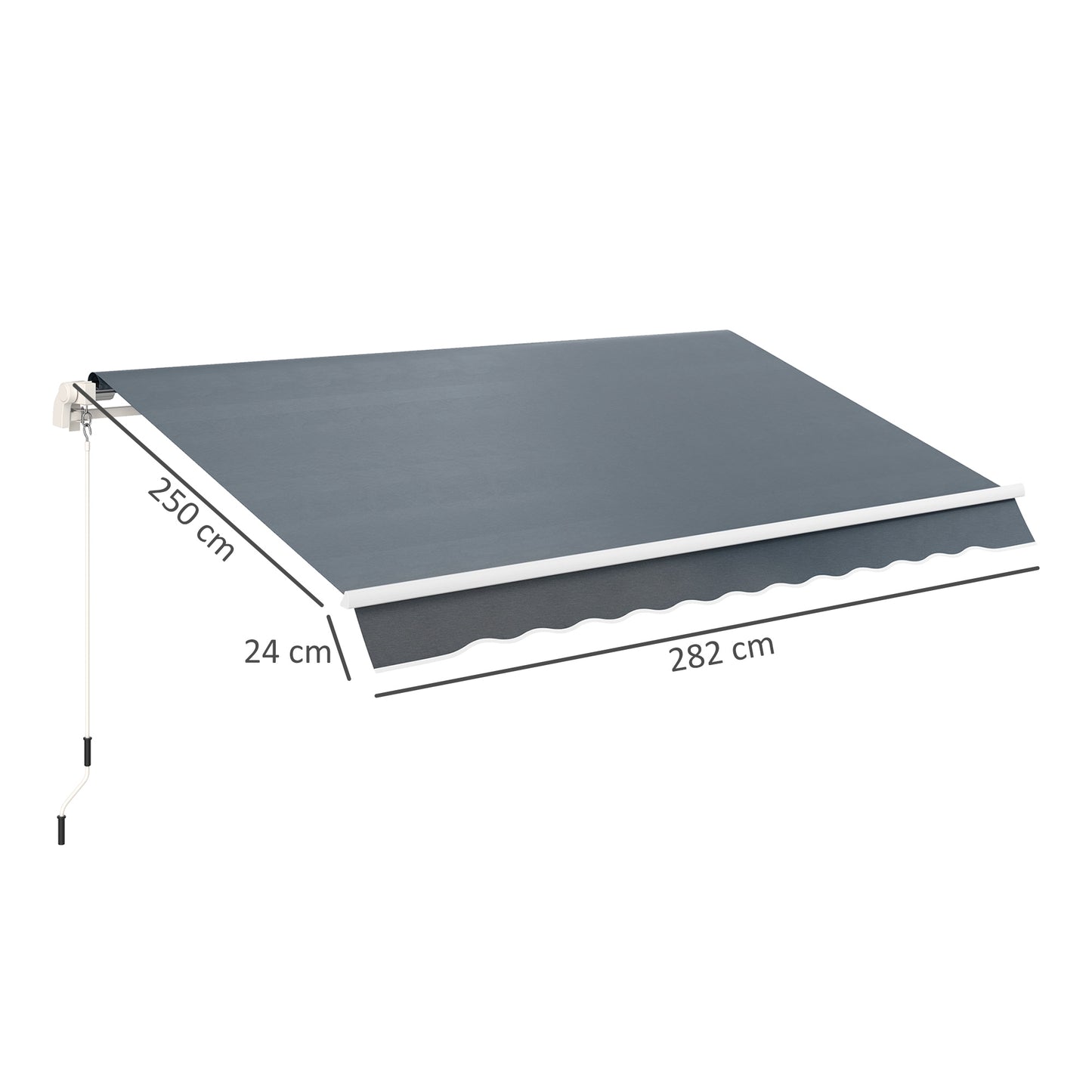 Outsunny Awning Replacement Canopy for 3 x 2.5 m Garden Awnings Grey Fabric Only Water Resistant UPF 50 Plus