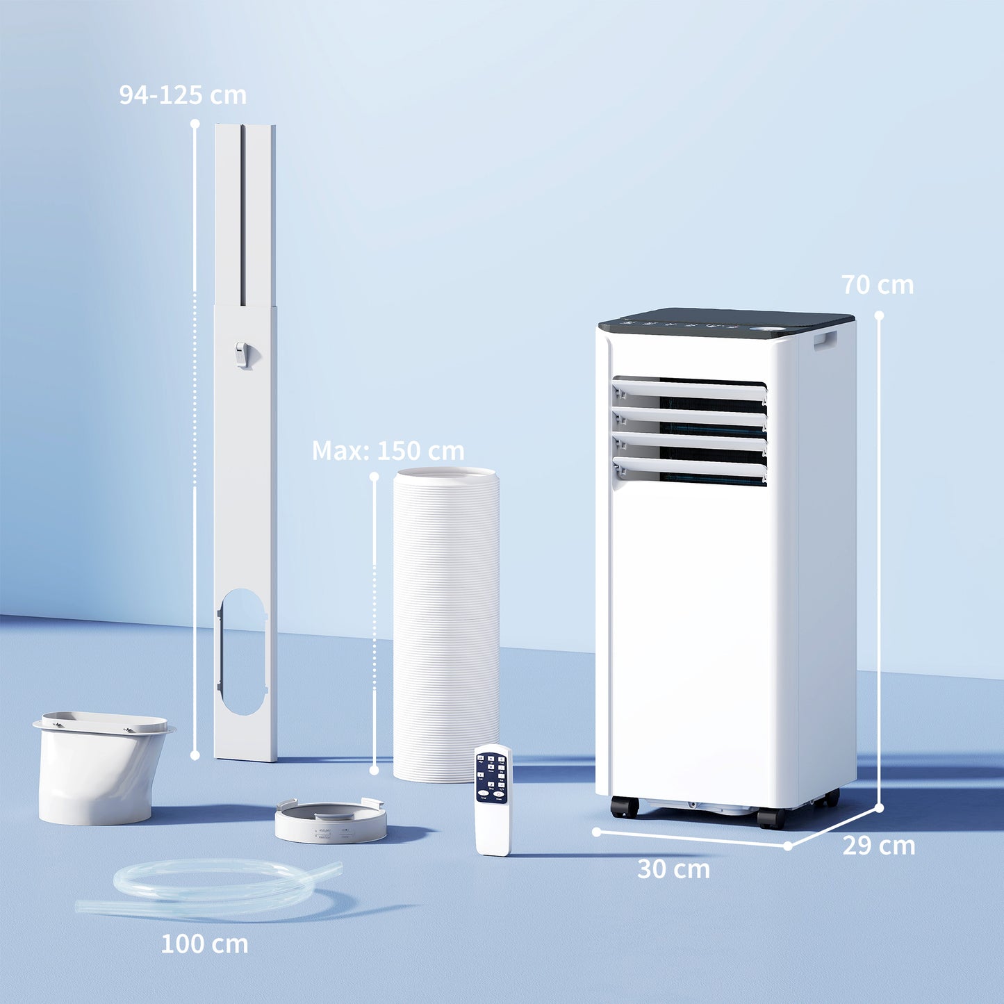 HOMCOM 9000 BTU Portable Air Conditioner 4 In 1 Unit Cooling Dehumidifier Fan Sleep Mode With WiFi Remote Control