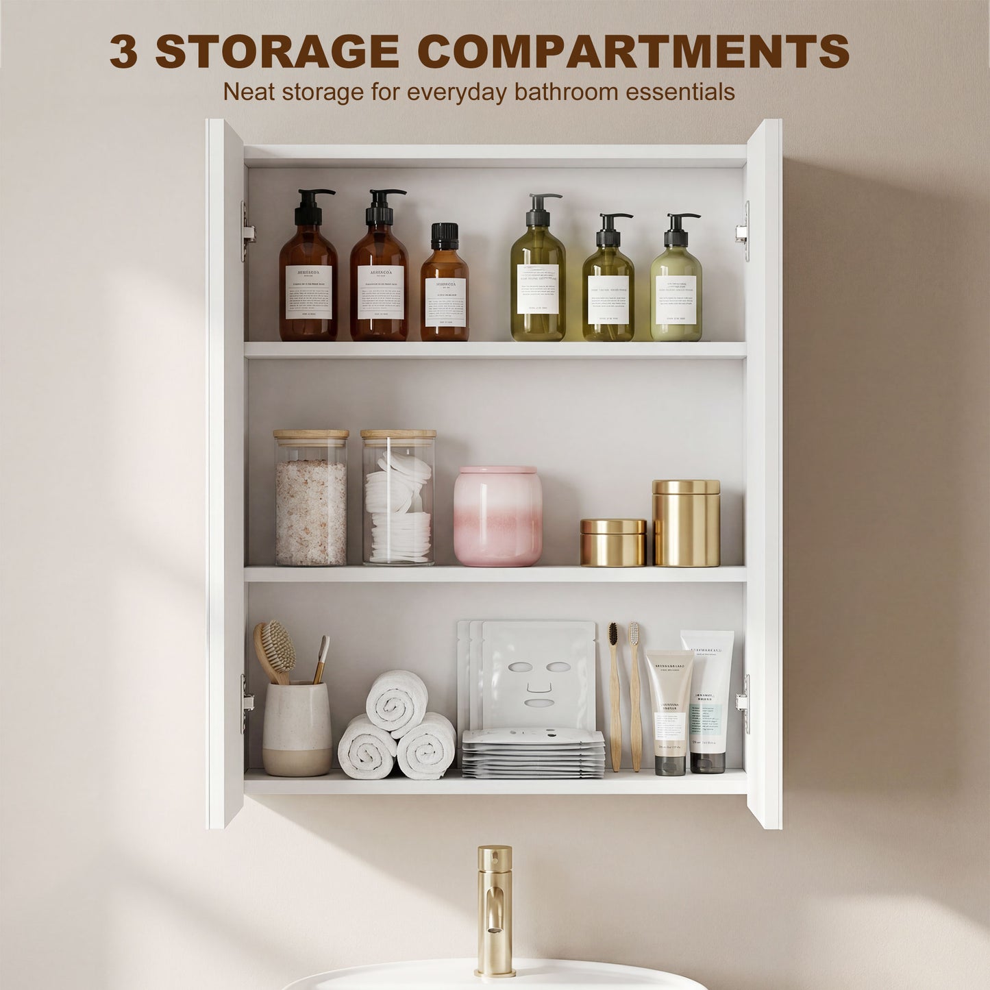 HOMCOM White Wall Mounted Bathroom Mirror Storage Cabinet With Door And Adjustable Shelf