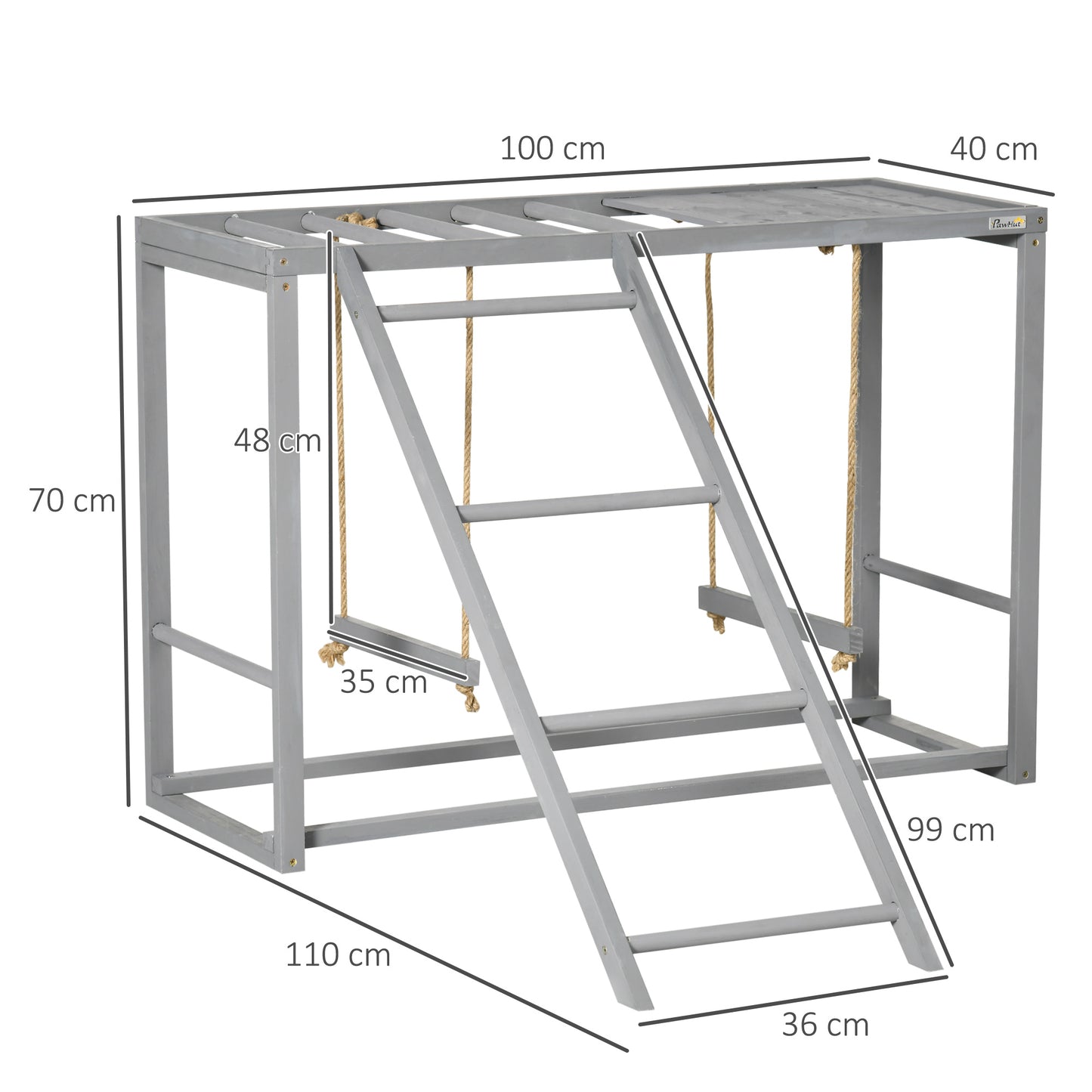 PawHut Wooden Chicken Coop Play Area with Swings for 3-4 Birds - Outdoor Hen House in Grey - ALL4U RETAILER LTD