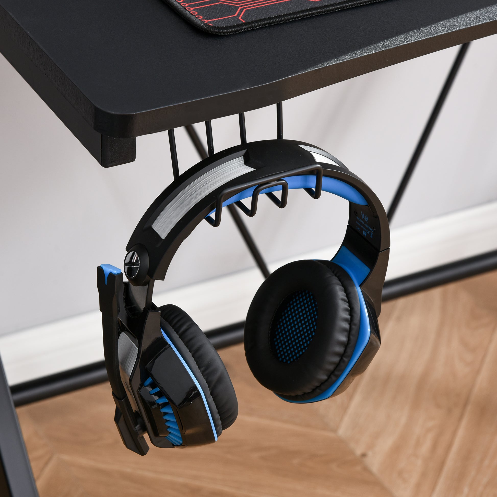 HOMCOM Black Gaming Desk with Metal Frame, Cup Holder, Headphone Hook, and Cable Management - ALL4U RETAILER LTD