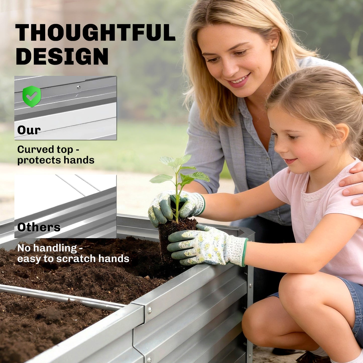 Outsunny Galvanized Raised Garden Beds For Herbs And Vegetables, Outdoor Planters For Patio Balcony Backyard, Silver