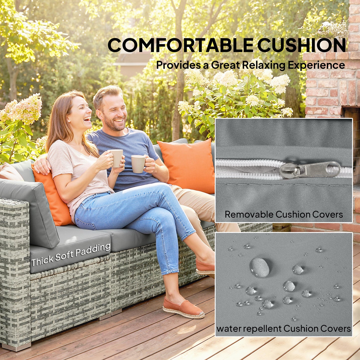 Outsunny 10 Piece Rattan Garden Furniture Set With 2 Corner Sofas 4 Chairs 4 Stools And Coffee Table For Outdoor Patio