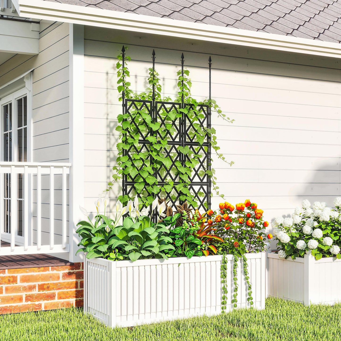 Outsunny Foldable Garden Trellis Lattice Climbing Support For DIY Assembly 85x197 Cm Black