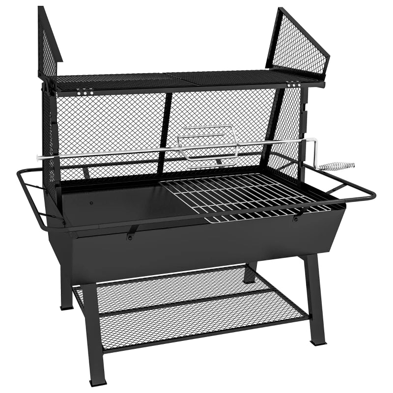 Outsunny 3-in-1 Barbecue Grill, Rotisserie Roaster, Fire Pit Combo with Cover - Versatile Outdoor Cooking Solution for Grilling, Roasting, and Relaxing - ALL4U RETAILER LTD