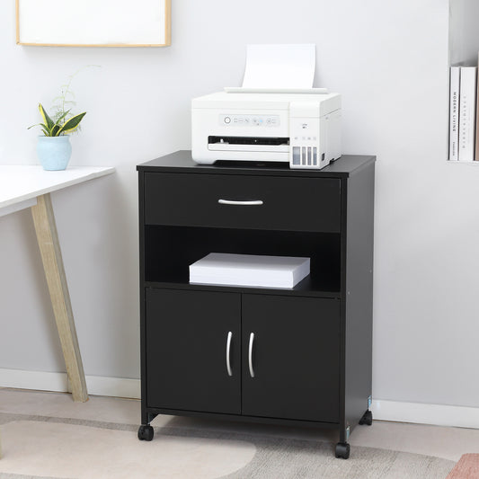 Vinsetto Mobile Printer Station: Versatile Storage Solutions with Wheels, Black - ALL4U RETAILER LTD