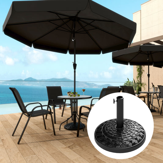 Outsunny 12kg Round Resin Parasol Base For 38mm Or 48mm Poles Heavy Duty Garden Umbrella Stand Black