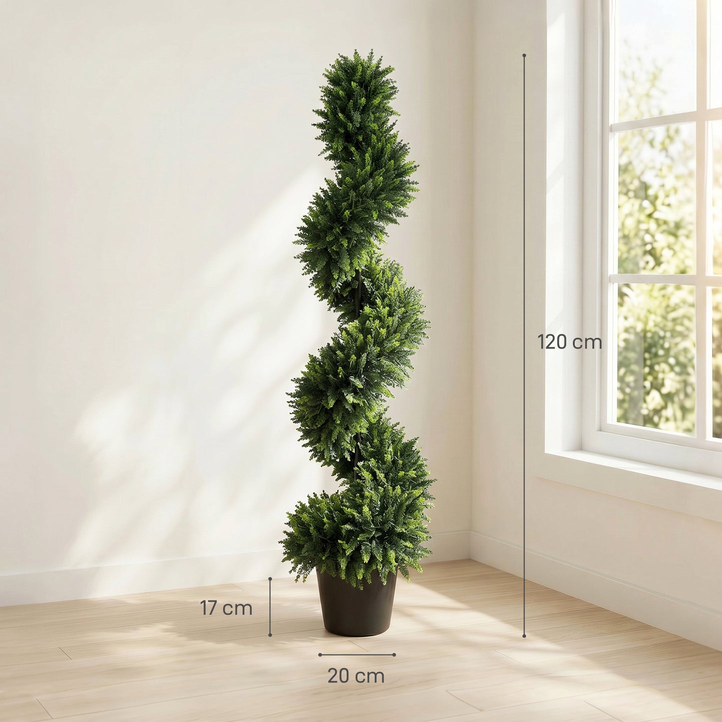 HOMCOM Cypress Set Of 2 Decorative Artificial Plants In Pots UV Resistant For Indoor Outdoor Decor 120 Cm Deep Green