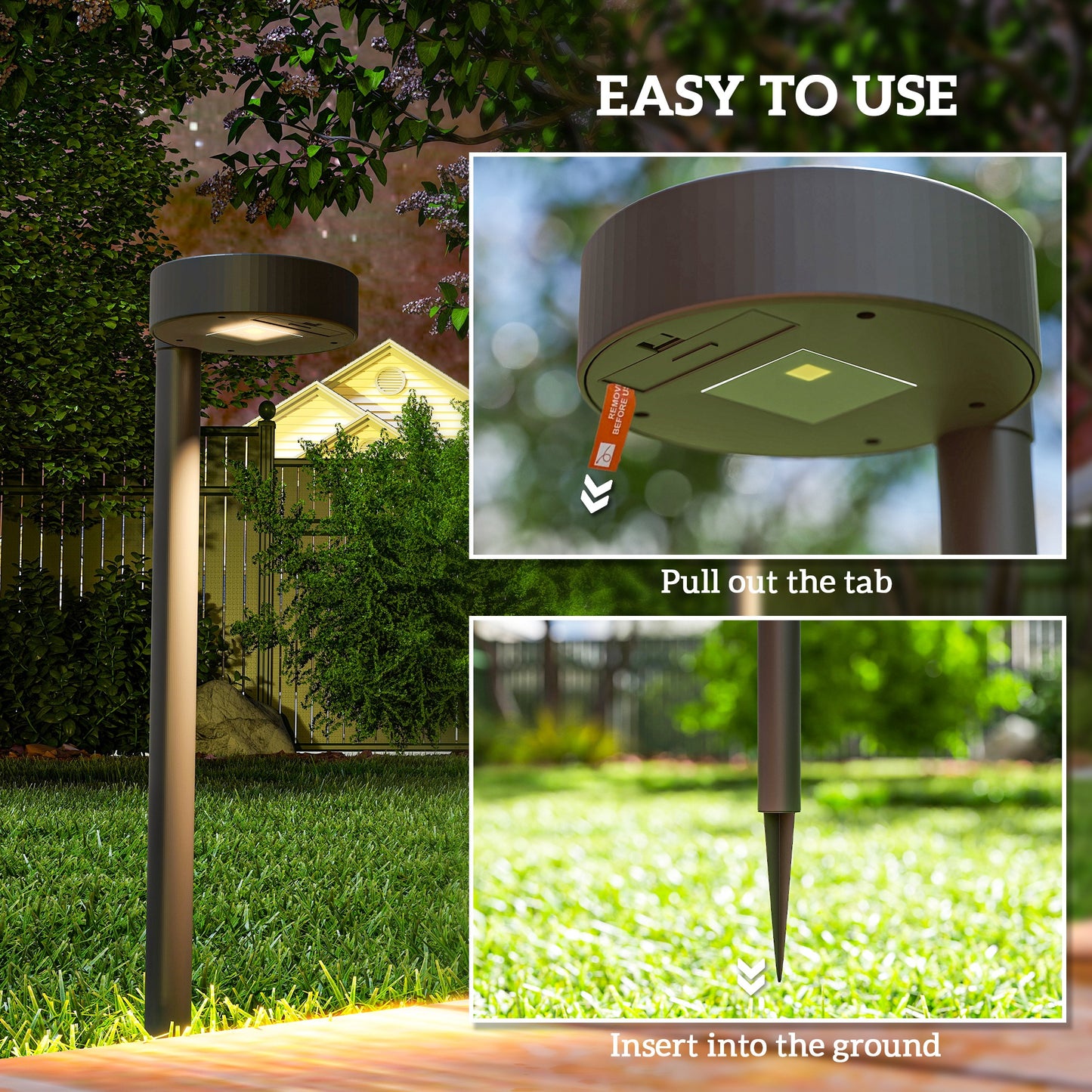 Outsunny Solar Lights Outdoor Garden Stake 8 Pack Pathway Lighting LED Auto On Off IP44 Waterproof Plastic