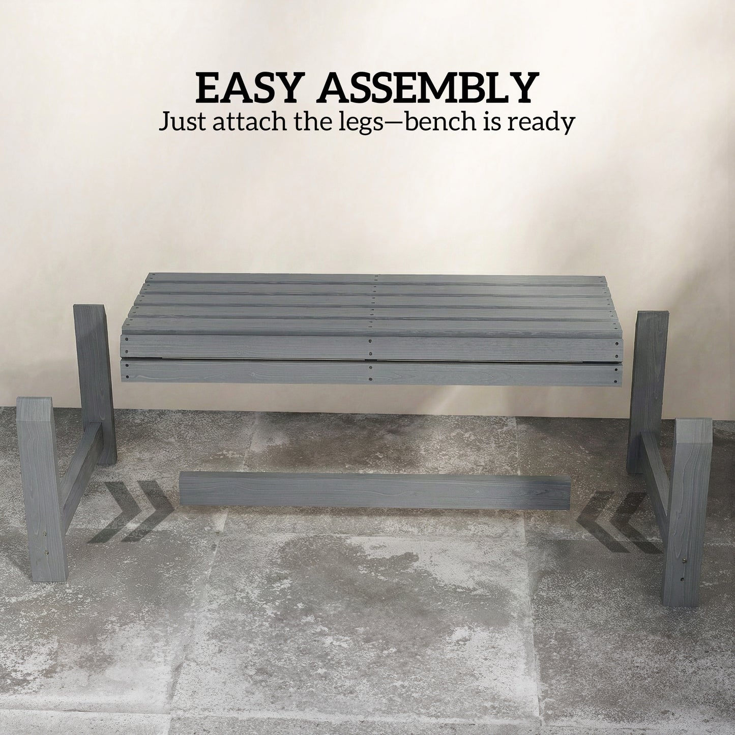 Outsunny Wooden Outdoor Bench 2 Seater Garden Bench Backless Patio Bench With Slatted Curved Seat Grey Embossed Finish