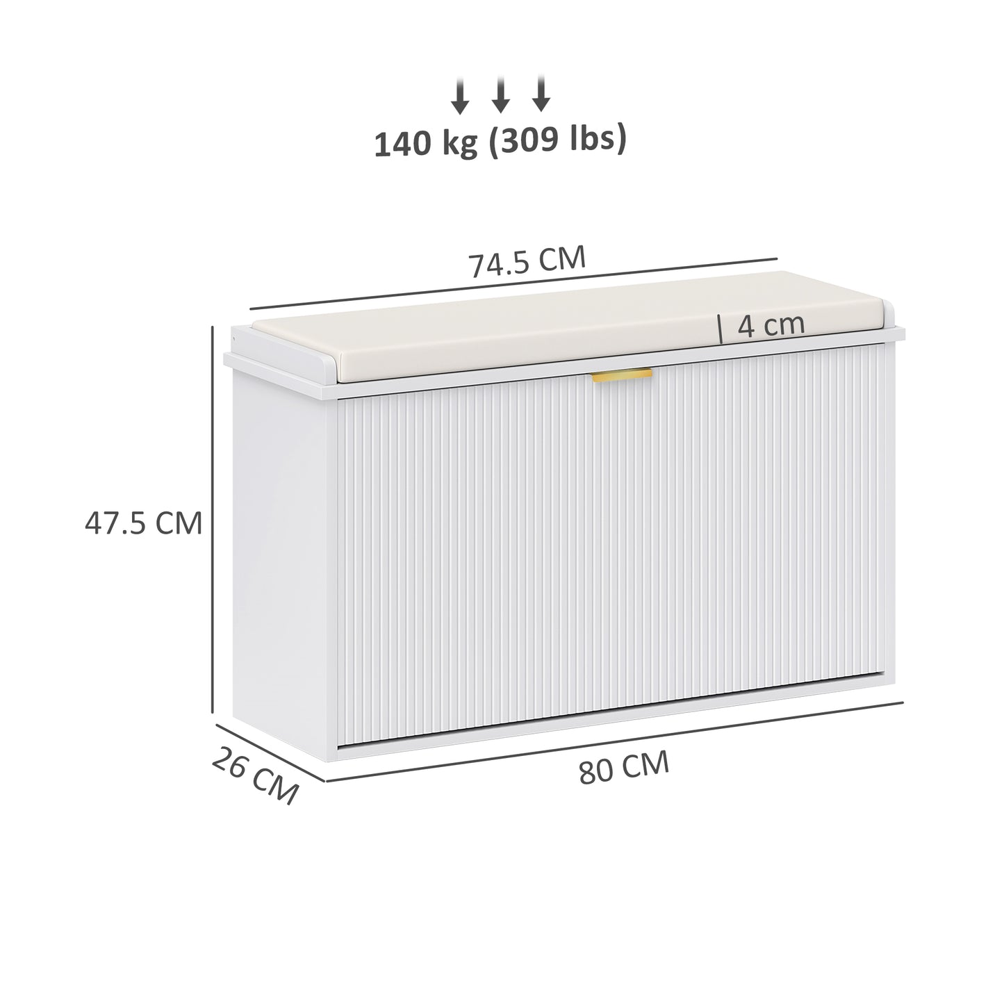 HOMCOM Elegant Eight Shoe Bench With Top Seat White Durable 120 Kg Weight Capacity And Flip Drawer Storage