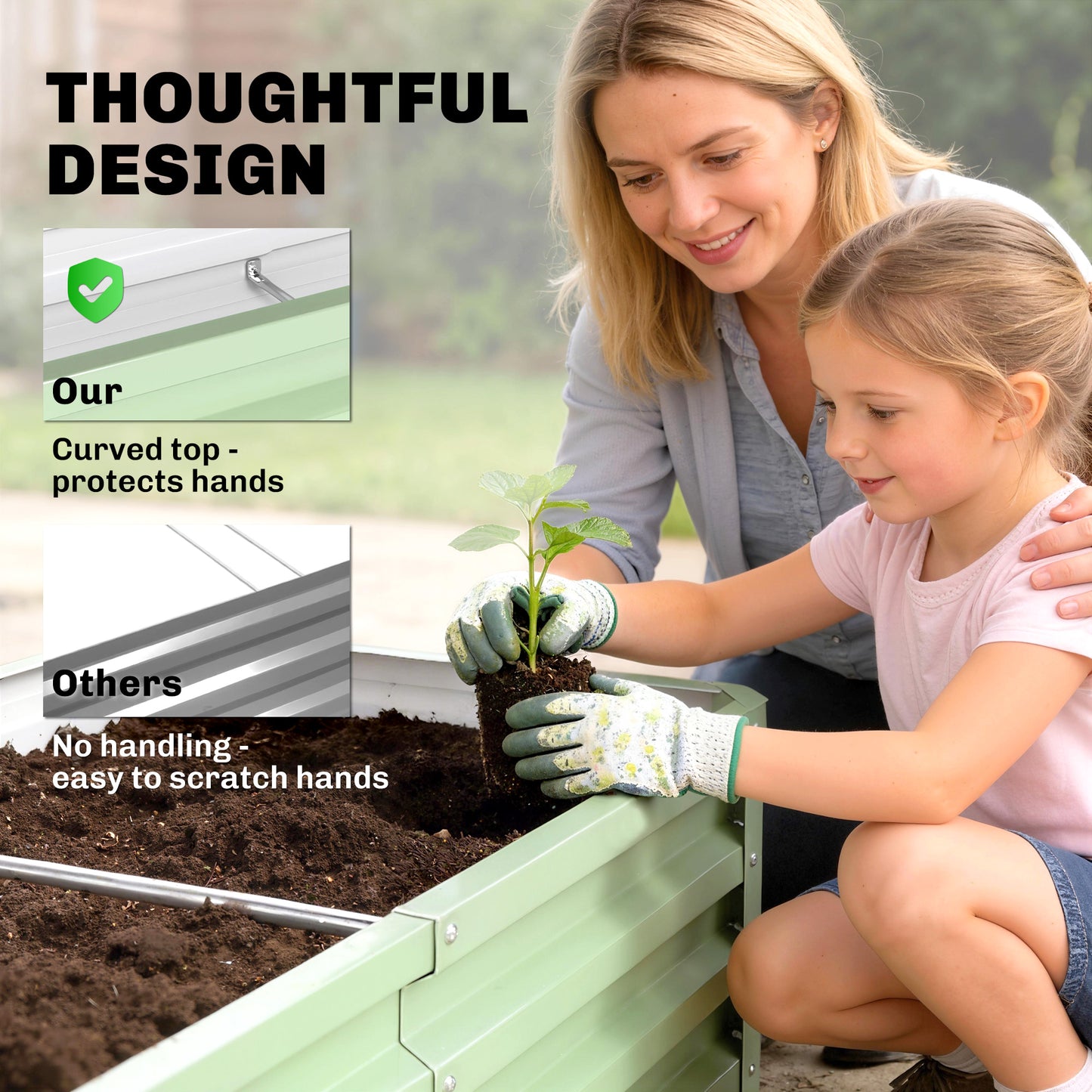 Outsunny Galvanised Raised Garden Beds Outdoor Planters For Herbs And Vegetables For Patio Balcony Garden