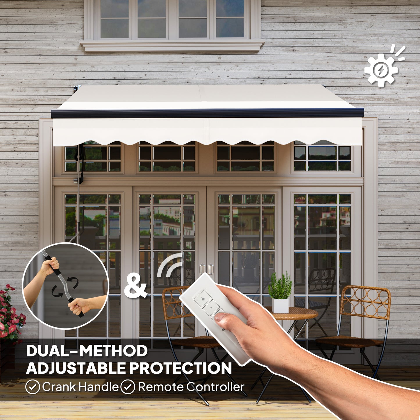 Outsunny 2.5x2m Electric Awning With Remote Controller Aluminium Frame Retractable Shade Canopy For Garden Patio Beige