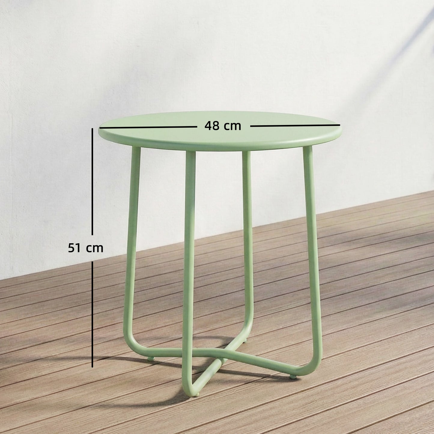 Outsunny 48 Cm Round Metal Outdoor Garden Side Table With Rolled Edge And Adjustable Foot Pads Rust Resistant Green