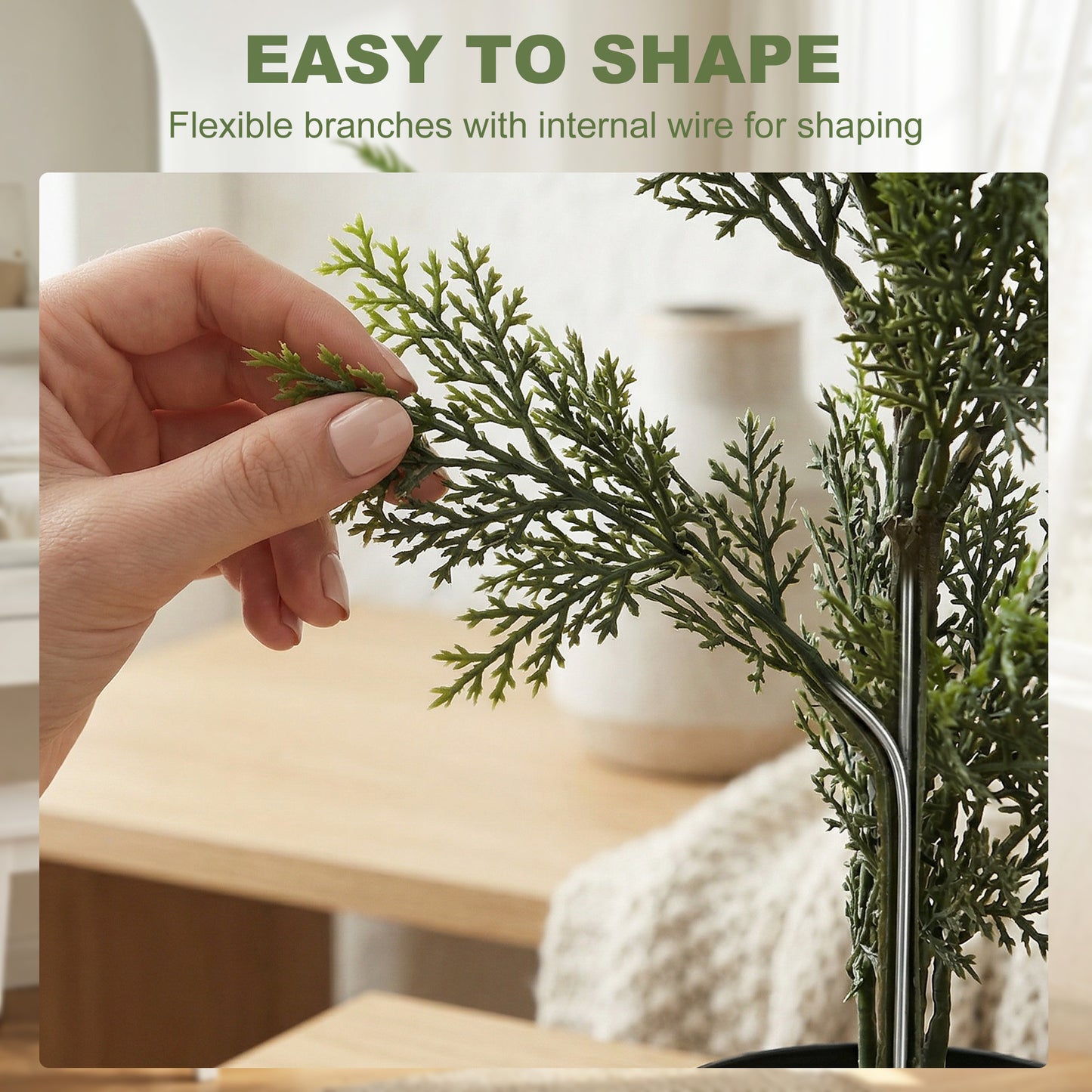 HOMCOM Set Of 2 Decorative Cypress Artificial Topiary Trees In Weighted Pots 120 Cm With 1092 Leaves